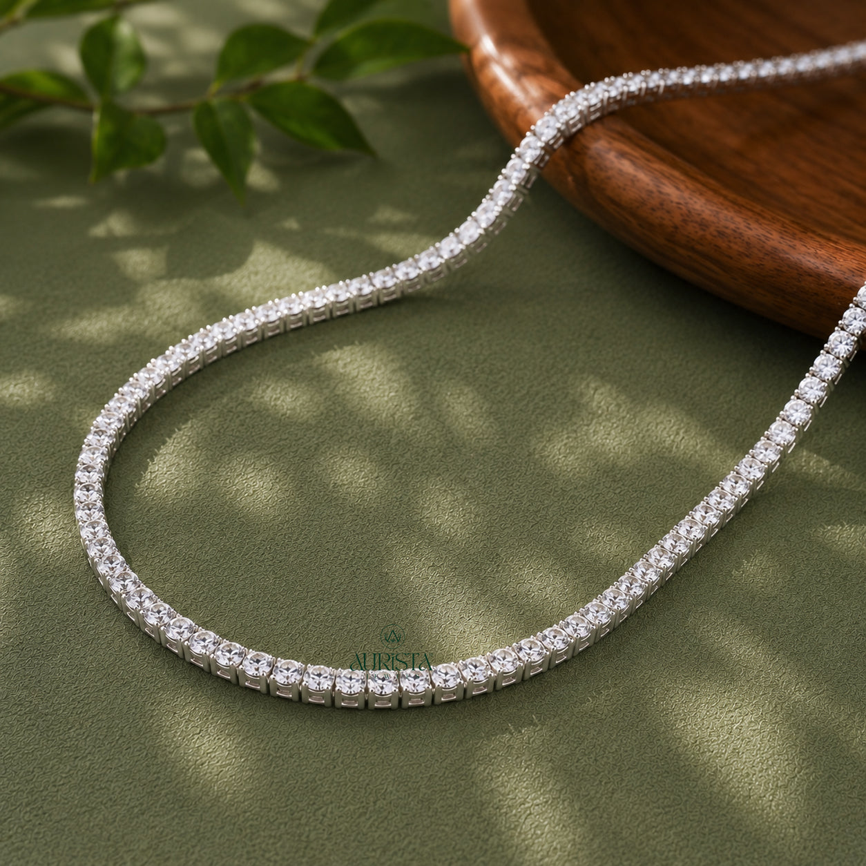 Classic Moissanite Tennis Necklace Round Cut Solitaire Chain Wedding Jewelry