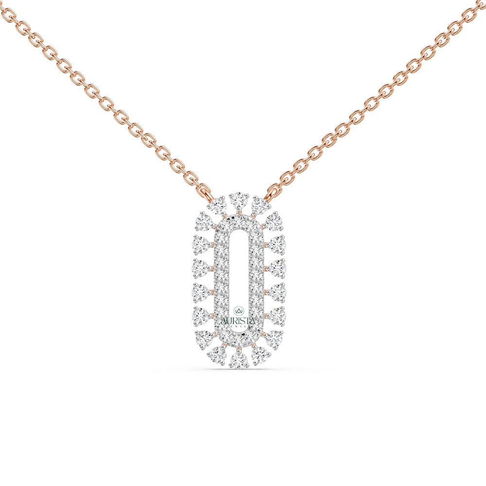 Dazzling Charm Round Cut Diamond Pendant in Rose Gold