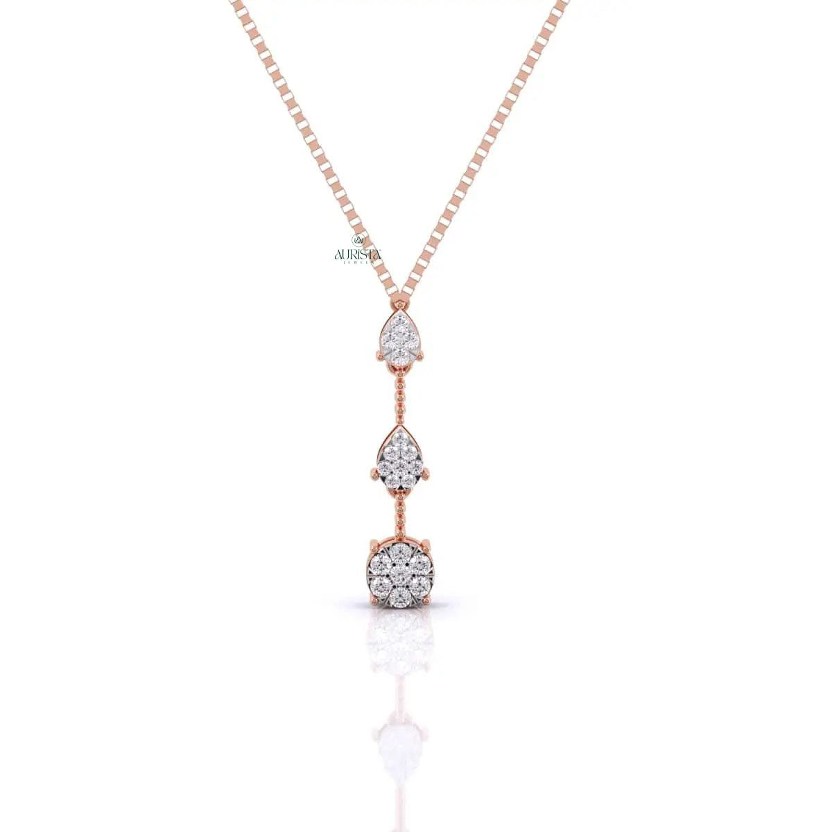 Gold Pendant Necklace Moissanite Diamond Floral Drop Minimalist Y Necklace Jewelry