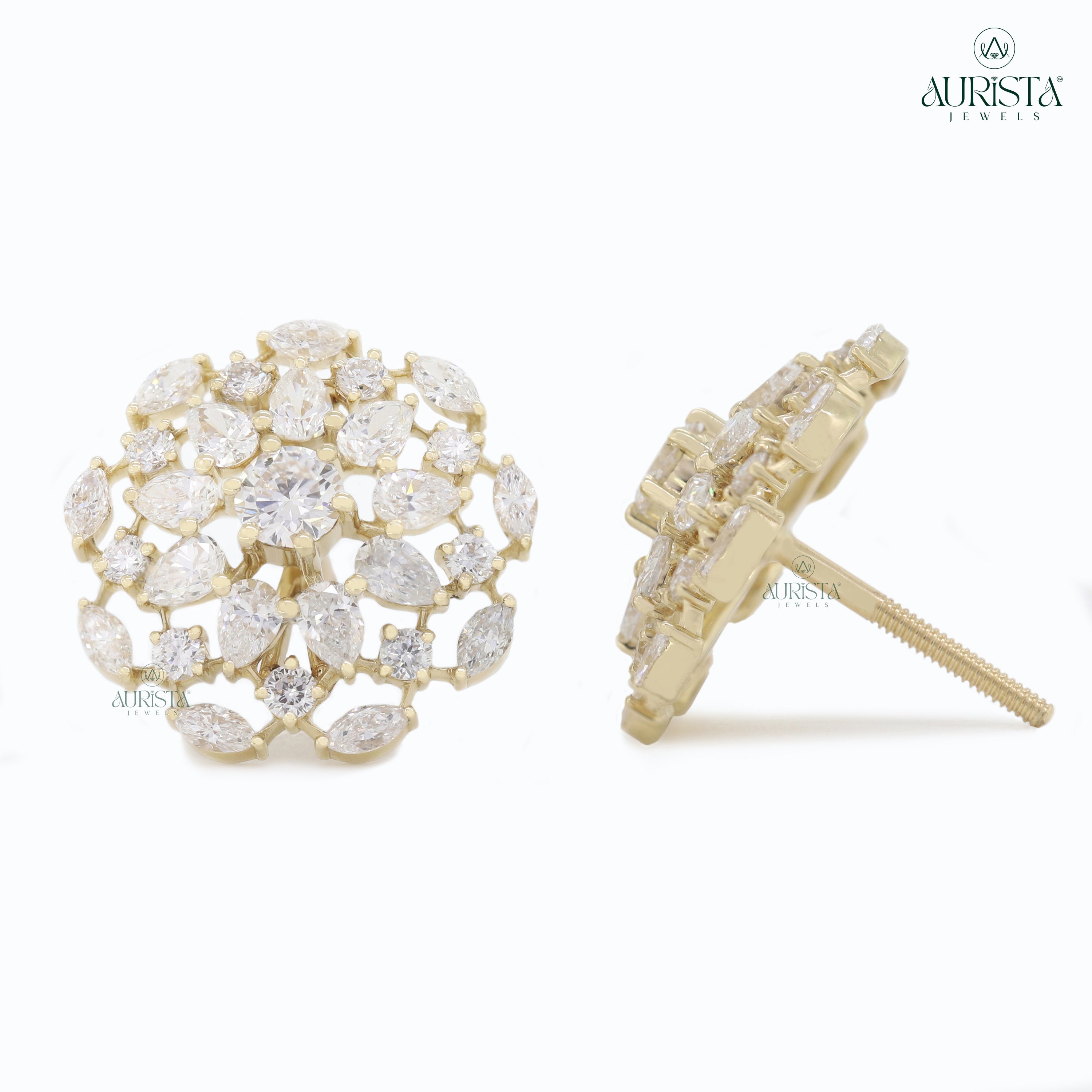 Eternal Shine – Gold Diamond Earrings