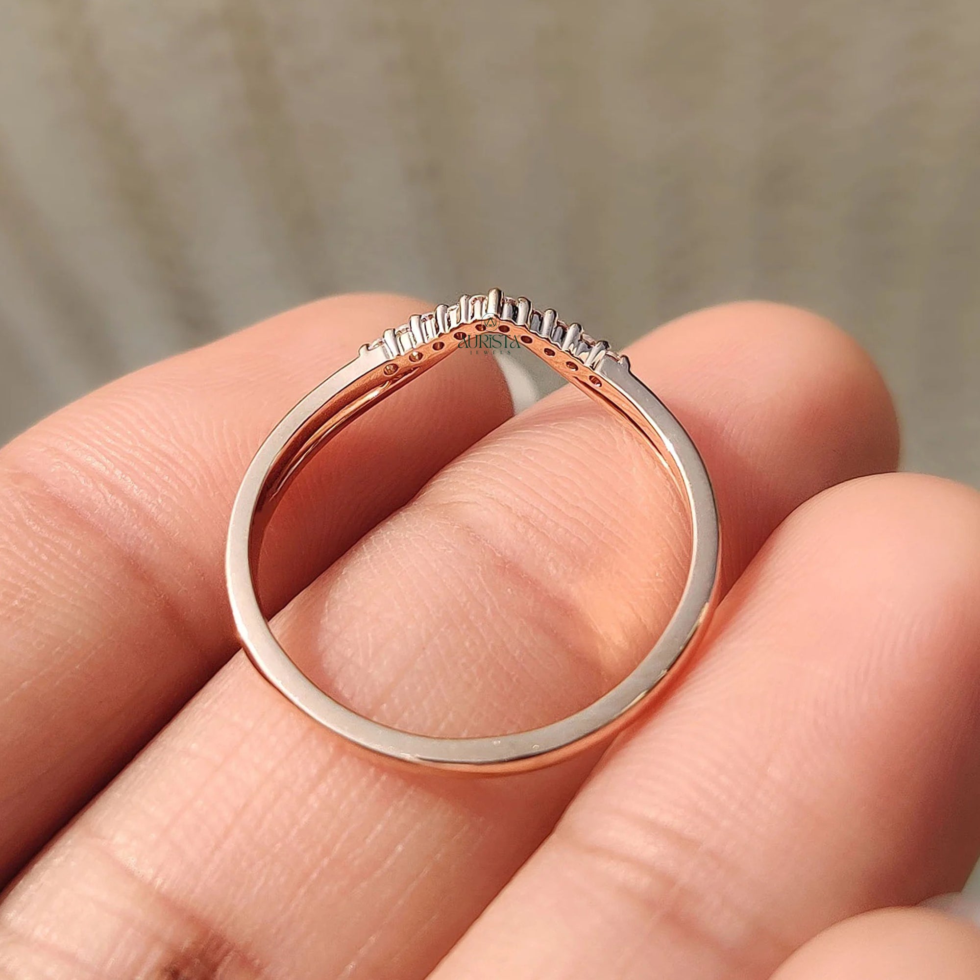 Stylish Chevron Diamond Ring in Gold