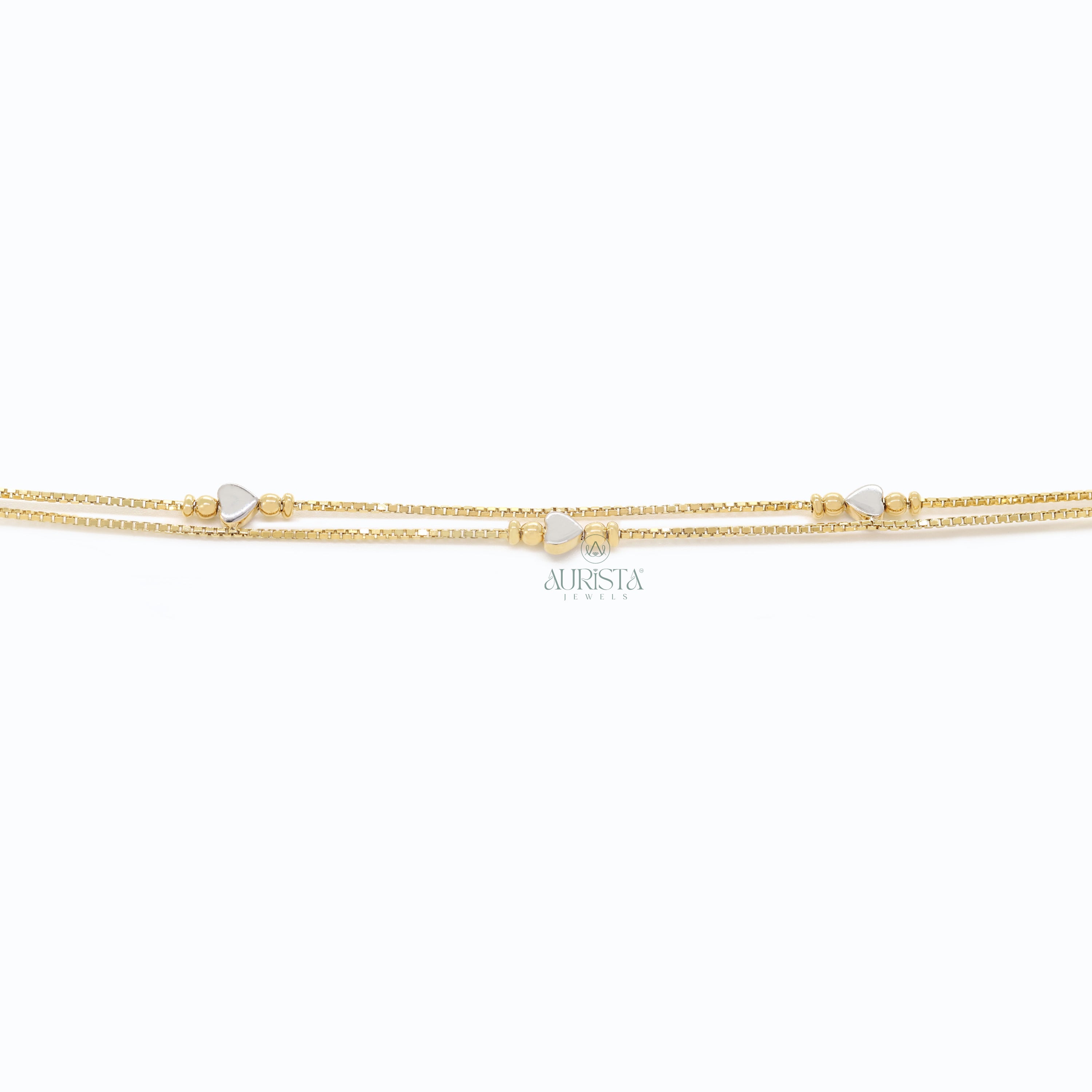 Shine of Love – Double Layer Heart Box-Chain Bracelet