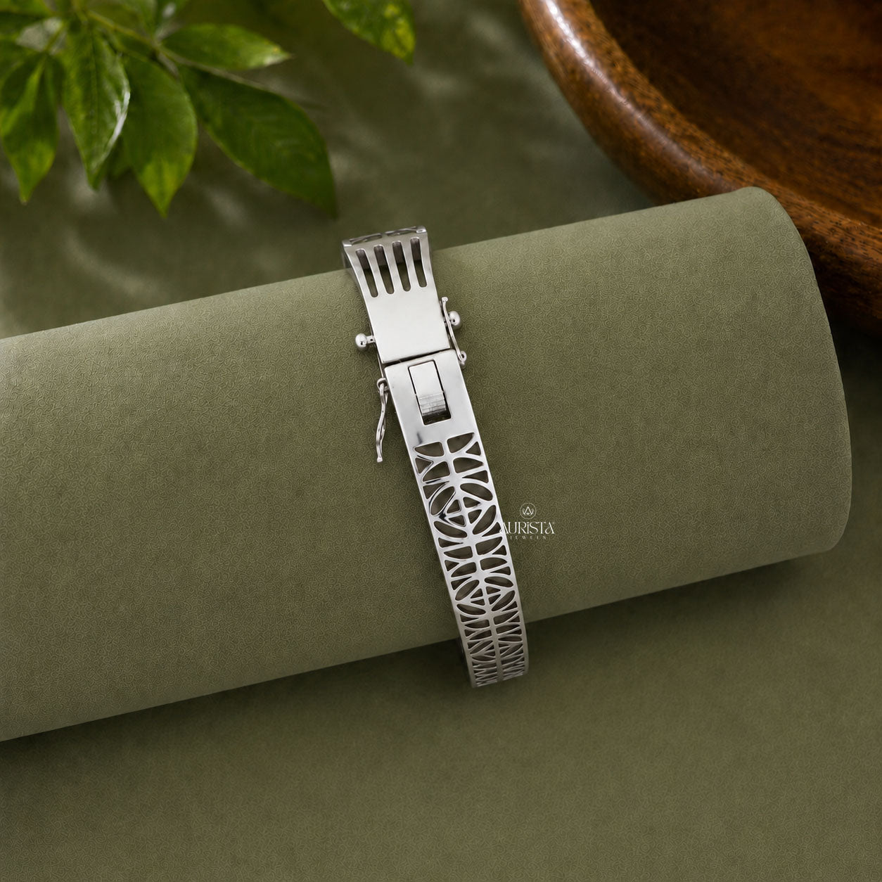 Pave Round Moissanite Bar Cuff Bangle -Multi Strand Mesh Wide Statement Bracelet