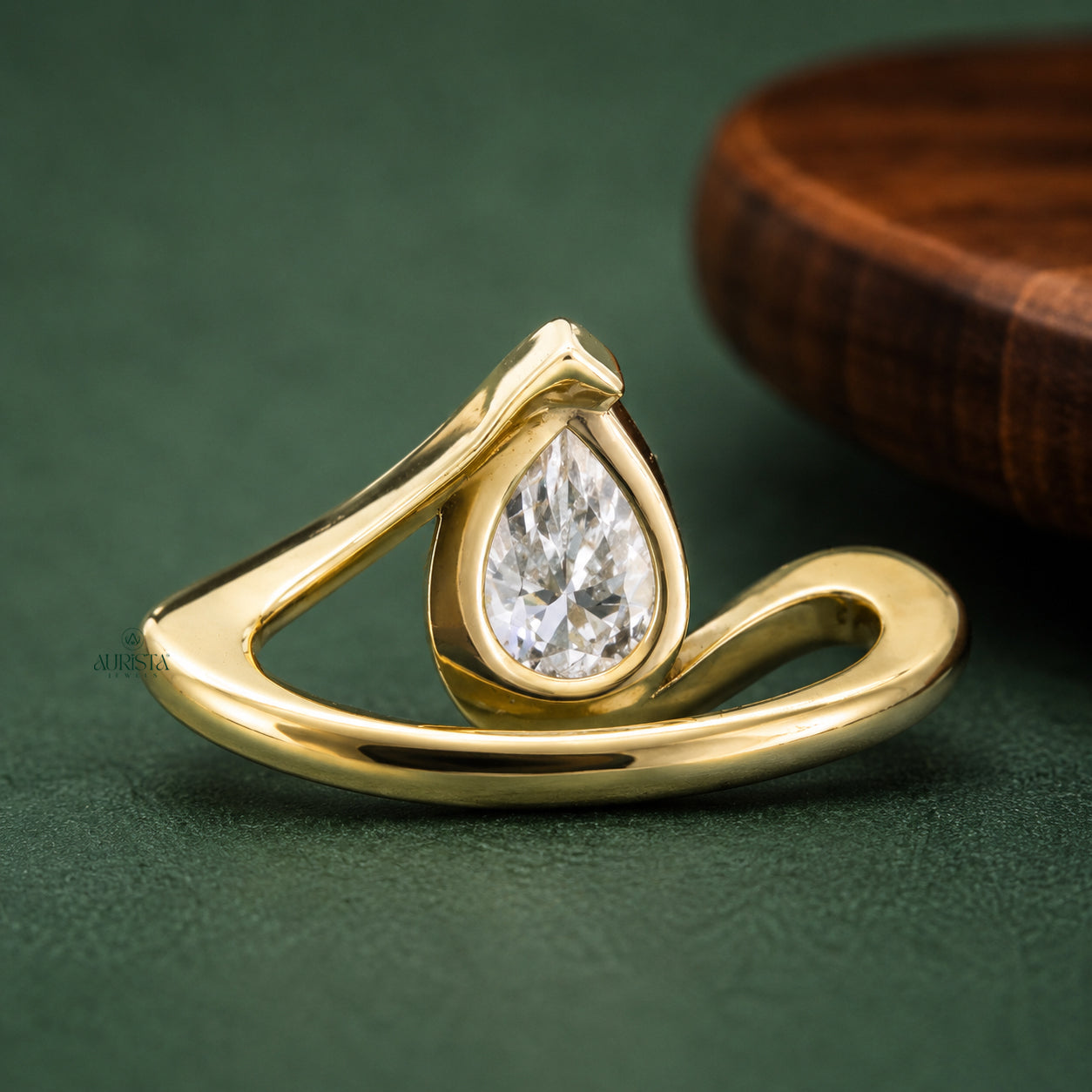 Pear Cut Lab Grown Diamond Bypass Ring,1.00 Carats Diamond,Solitaire Ring,Bridal Jewelry