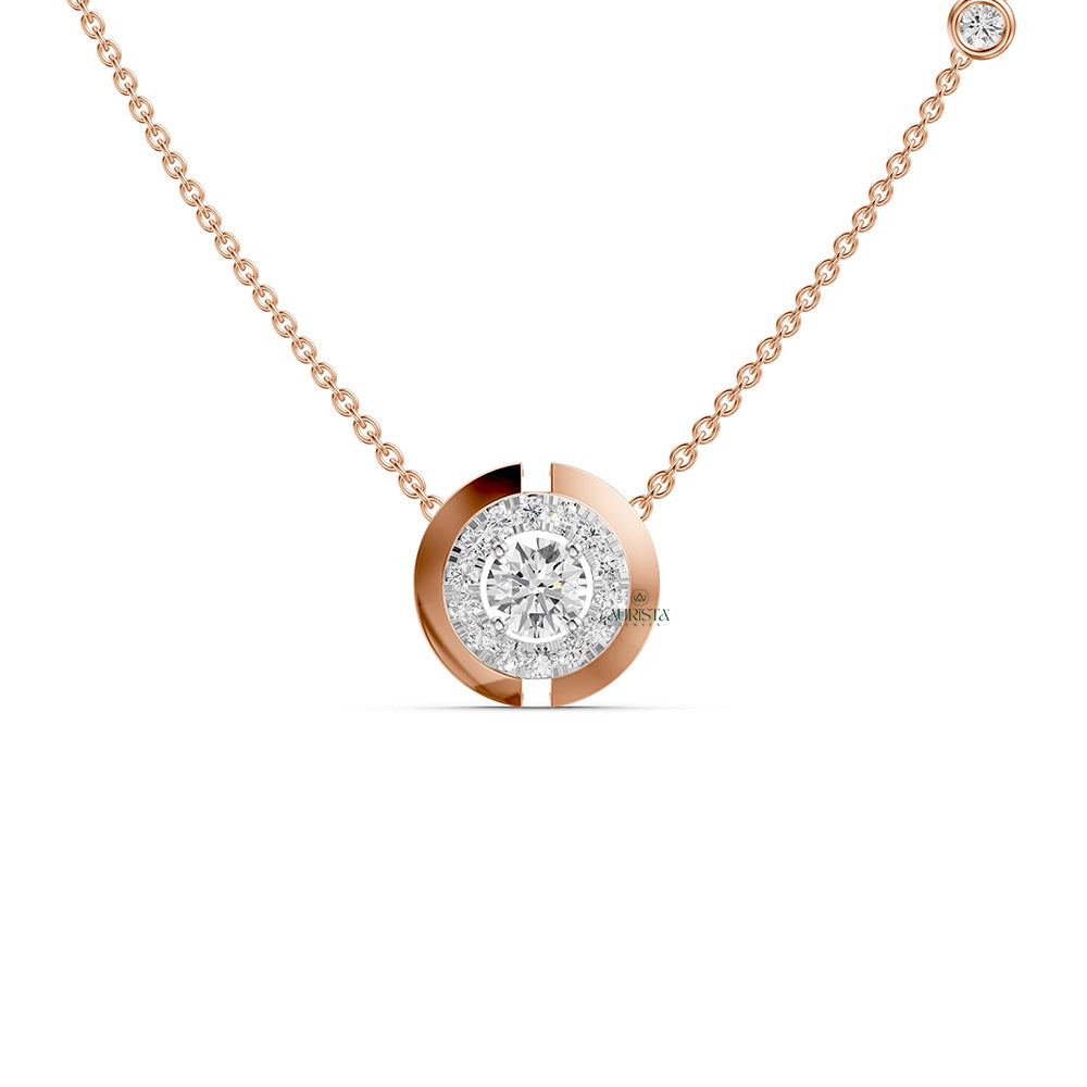 Pure Shine Round Brilliant Diamond Pendant in Rose Gold