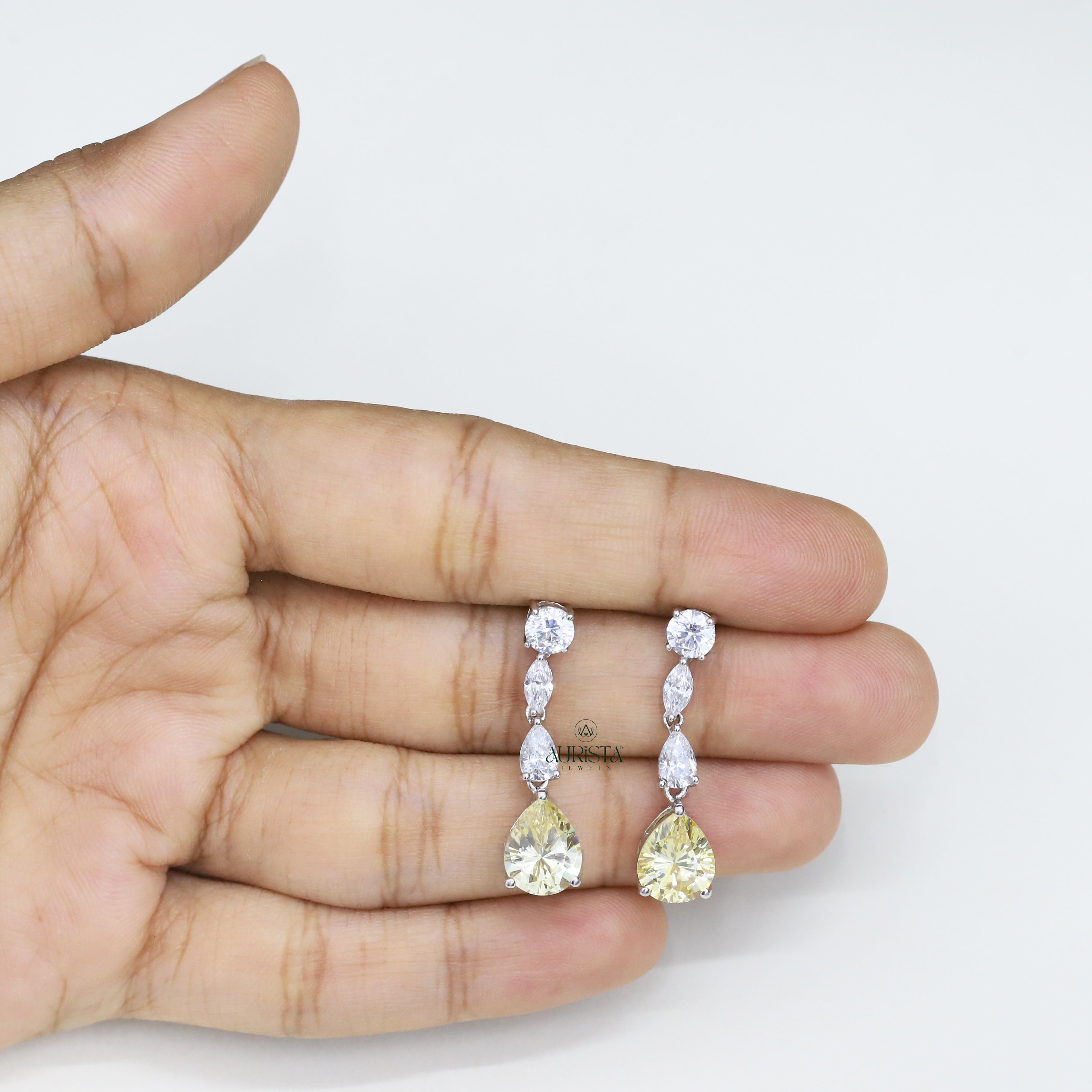 Pear Cut Moissanite Drop Earrings Tiered Dangle Earrings Minimalist Fine Jewelry