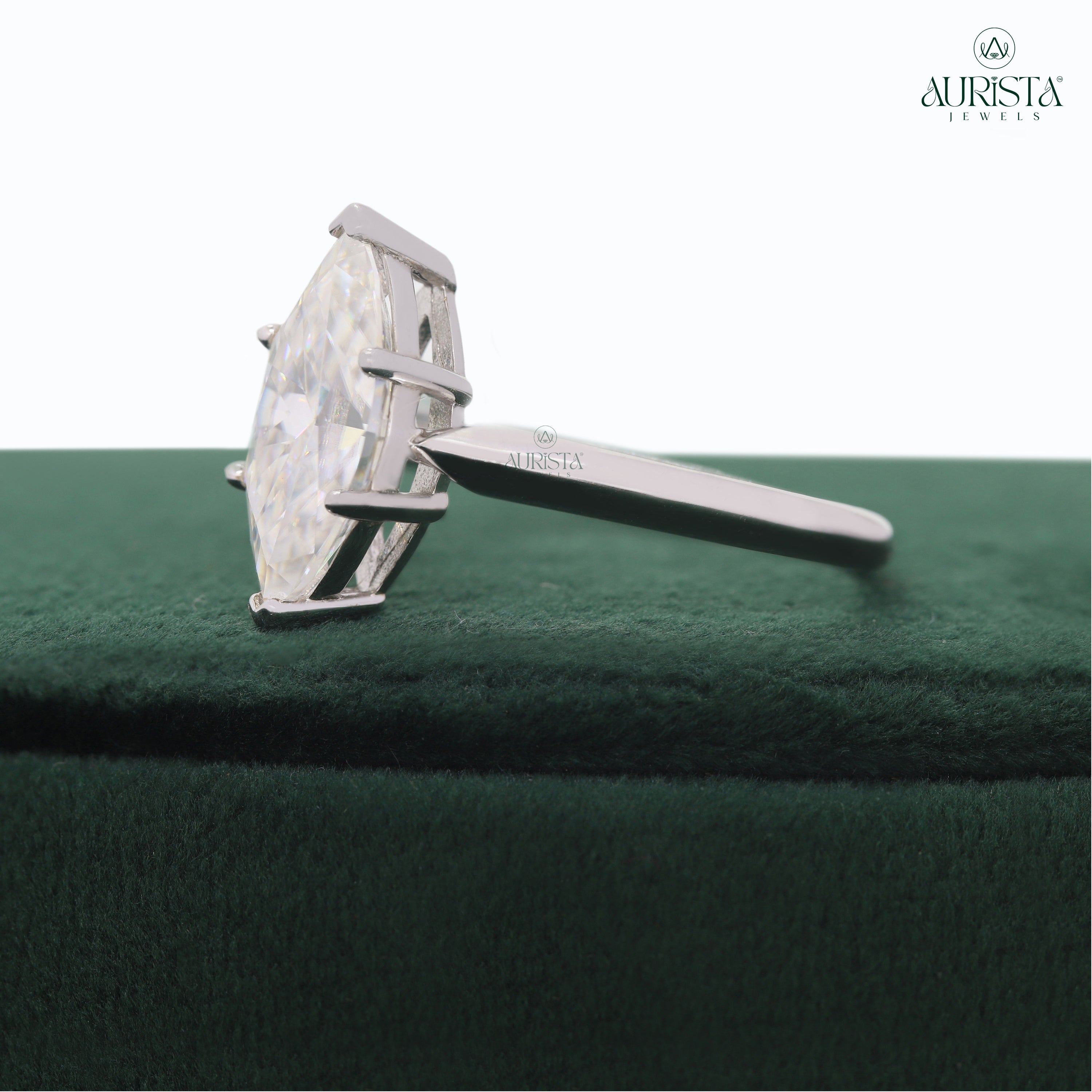 Grace in Light White Gold Ring with Marquise Diamond