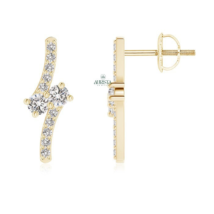 Glistening Wave Diamond Bypass Earrings