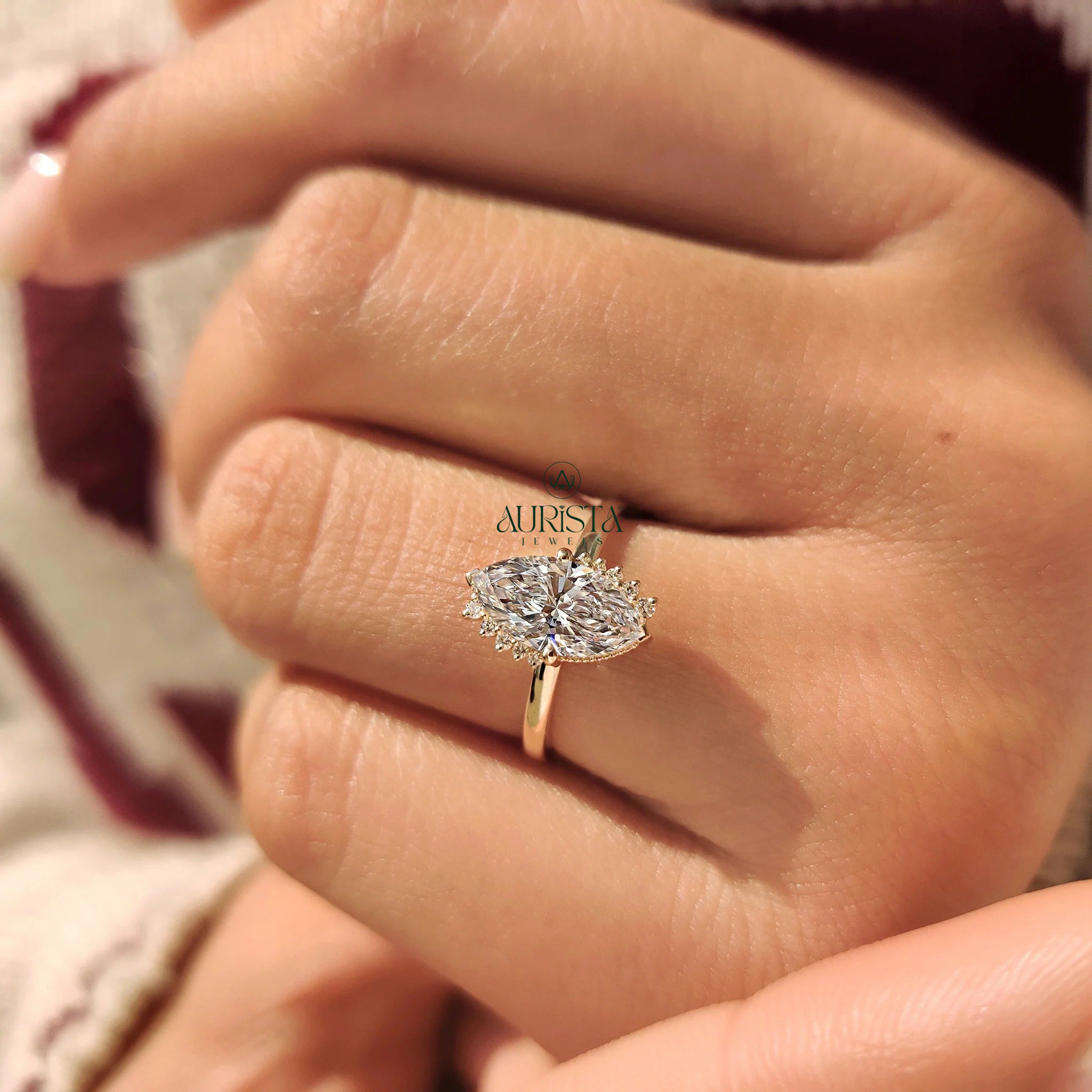 Marquise Diamond Crown Ring in Tiara Band