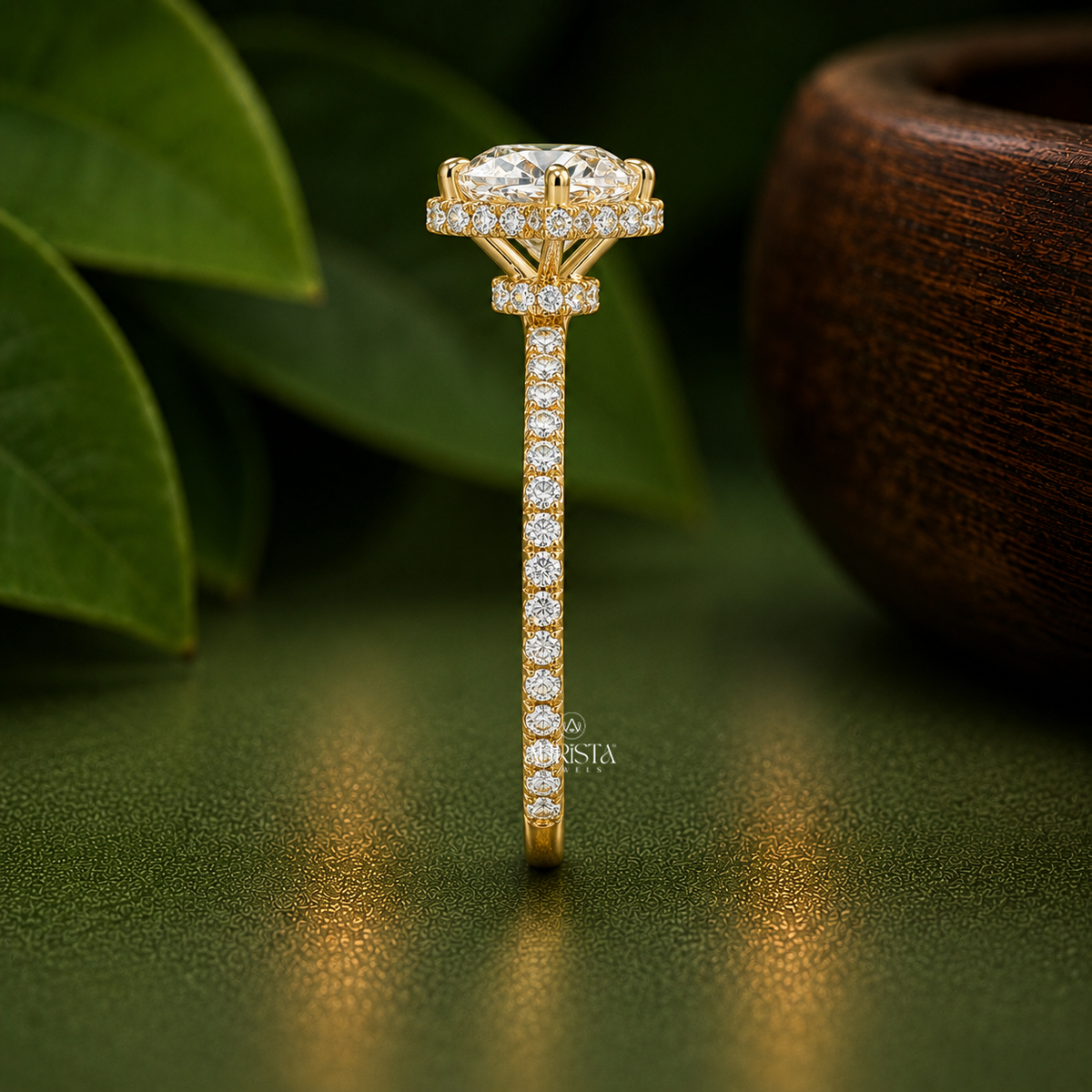 Cushion Cut Lab Grown Diamond Hidden Halo Ring, Delicate Pave Wedding Band