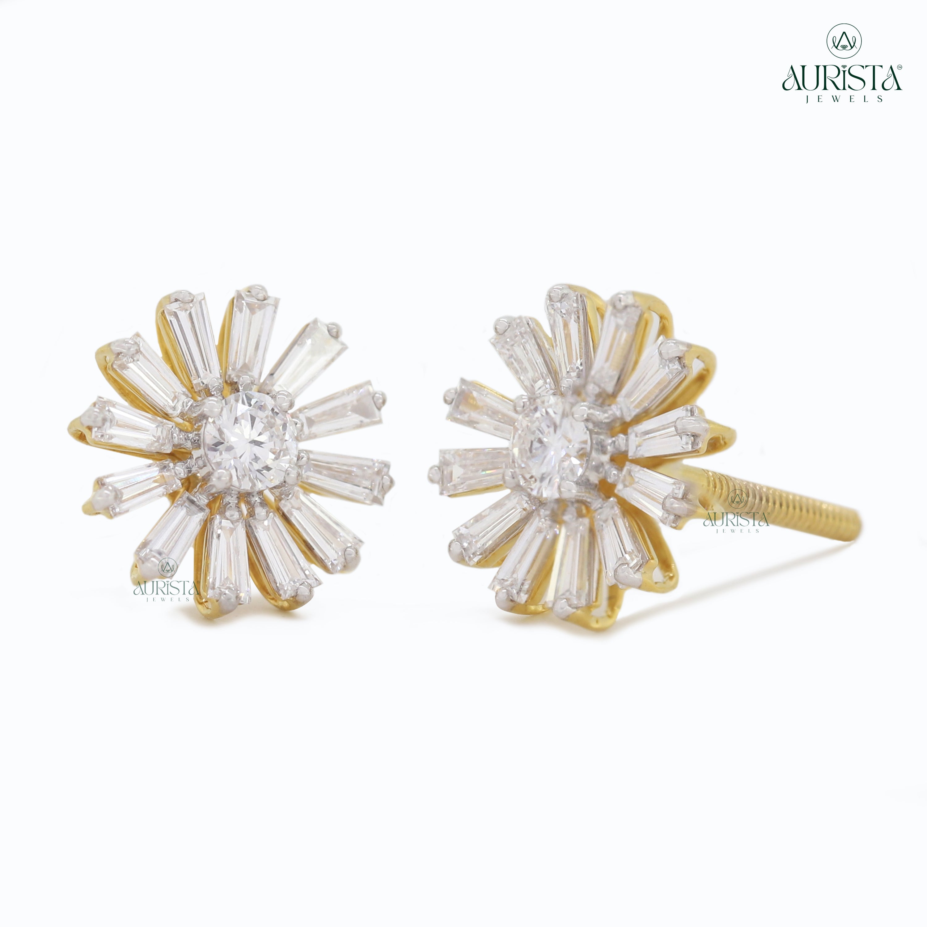 Pure Elegance – Yellow Gold Diamond Earrings