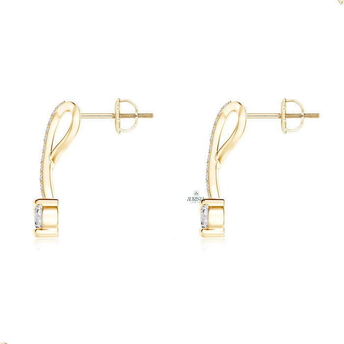 Elegant Twist Dual Diamond Drop Earrings