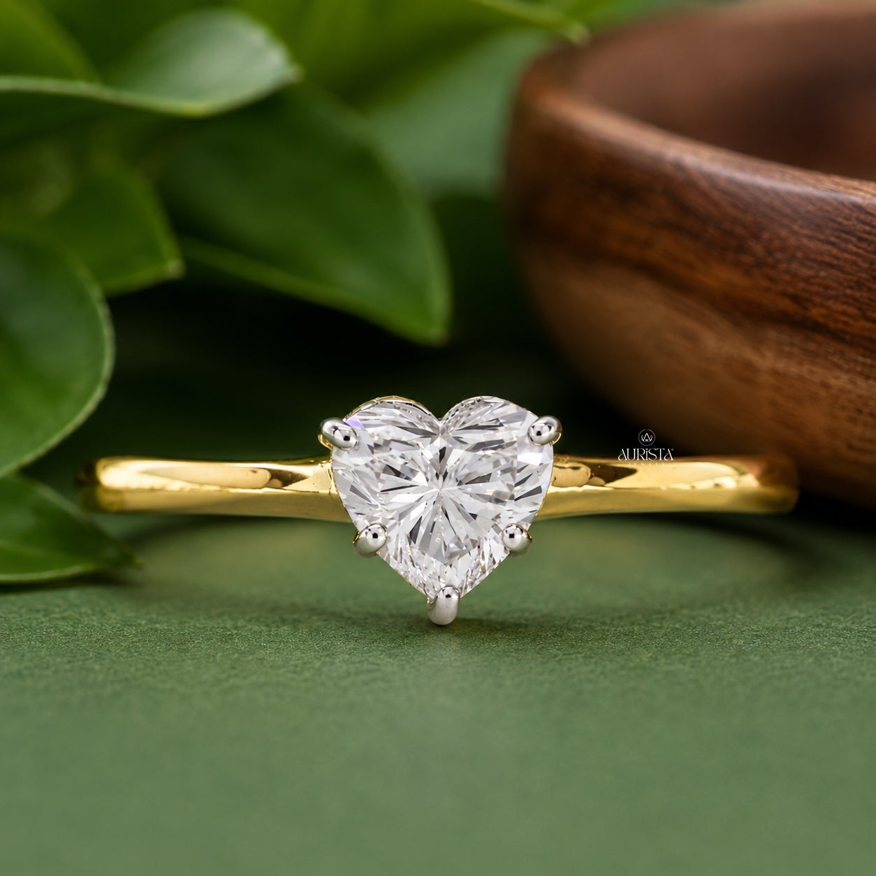 Heart Shape Lab Grown Diamond Ring, Minimalist Engagement Wedding Ring Solitaire