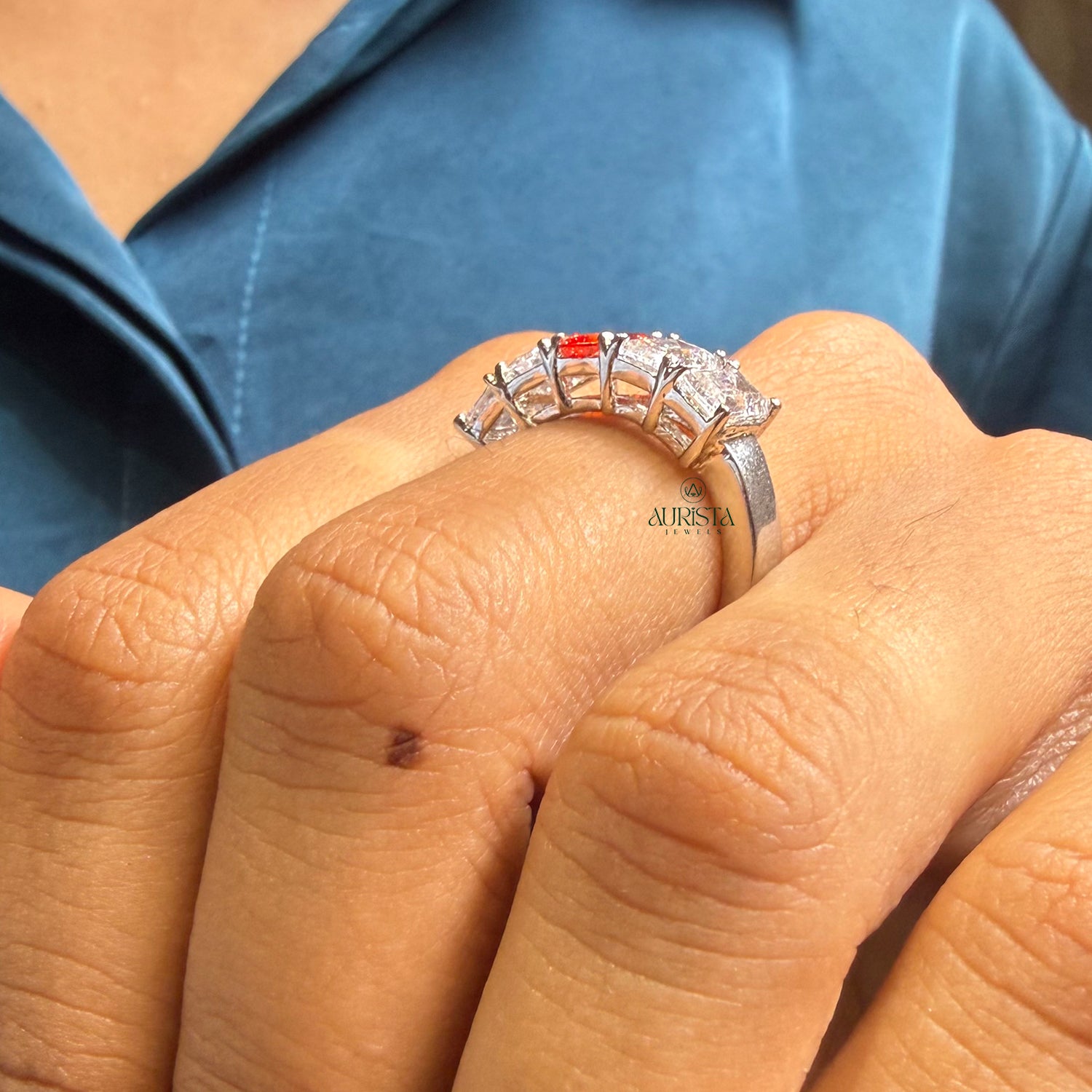 Moissanite Eternity Band Emerald Cut Stackable Ring for Women