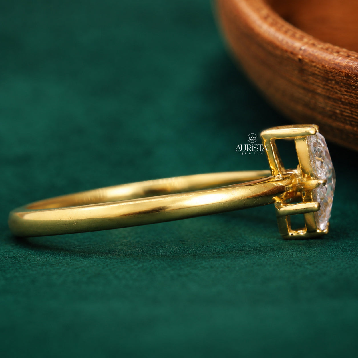 Butterfly Lab Grown Diamond Ring, Marquise & Round Shape Gold Statement Ring