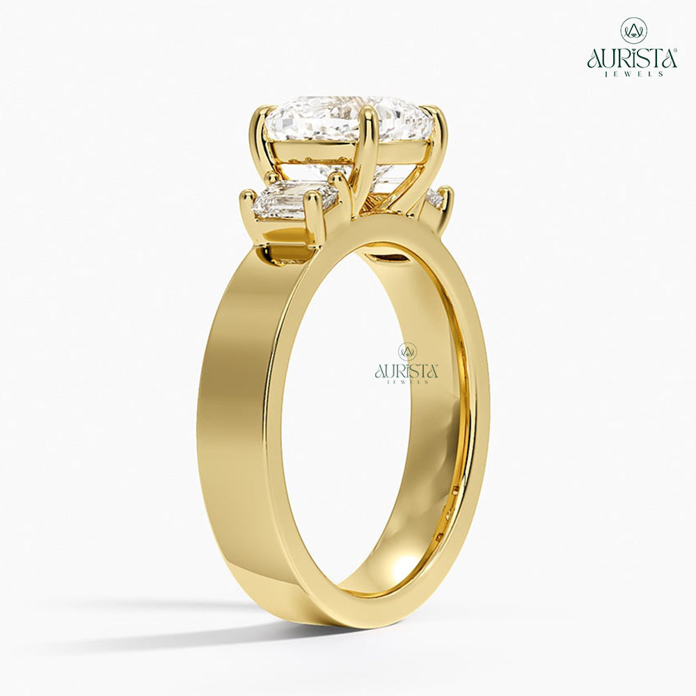 Forever Gleam Yellow Gold Ring with Asscher Diamond