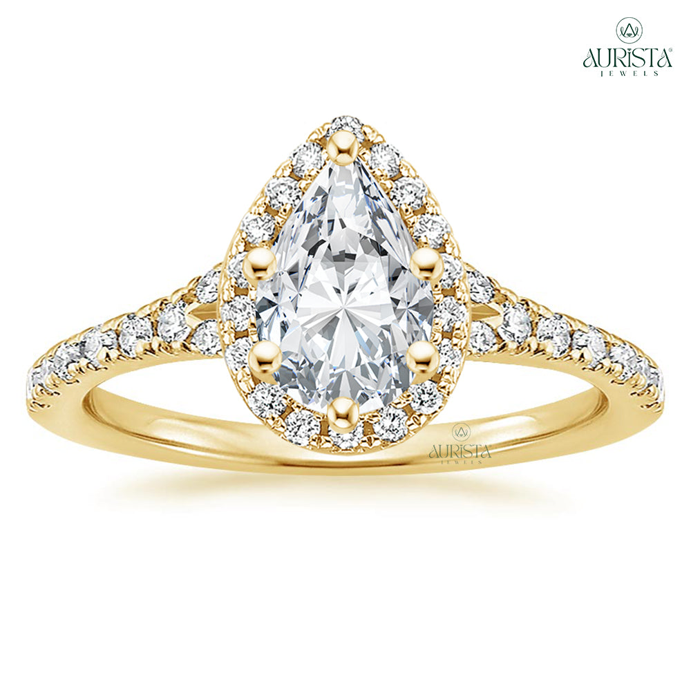 Promise Eternal Yellow Gold Ring with Pear Diamond