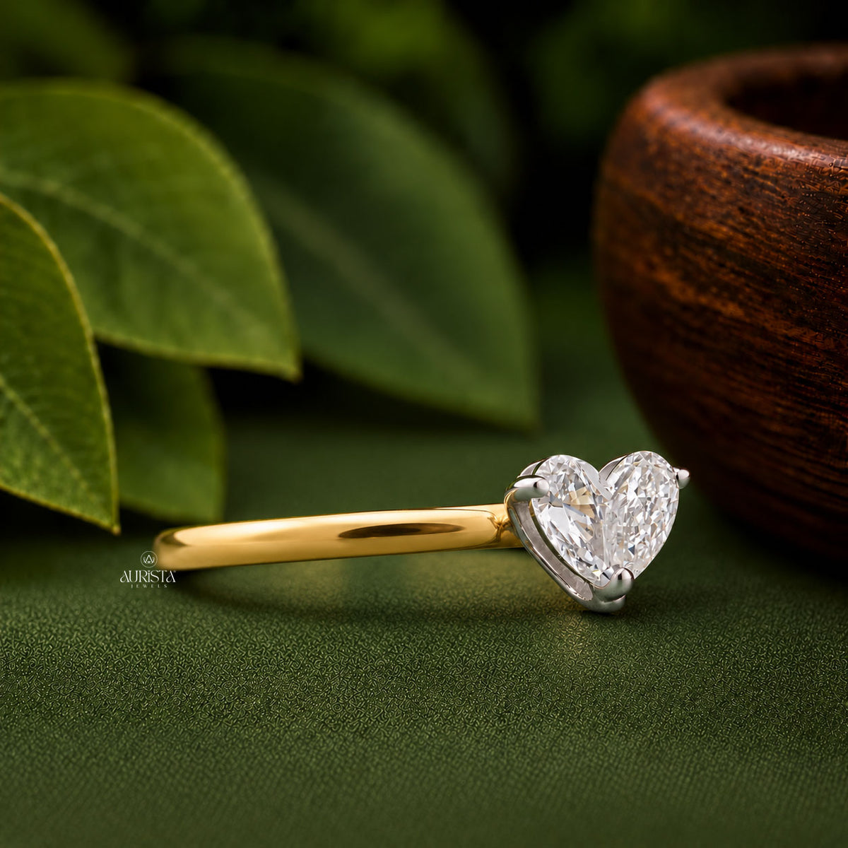 Heart Shape,Pear Diamond Lab Grown Diamond Ring, Unique Two Stone, Romantic Love Ring