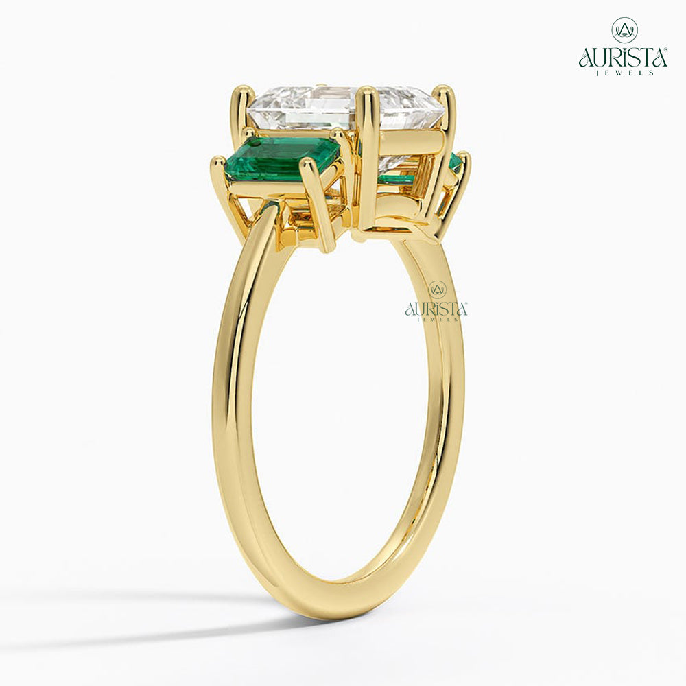 Hold Forever Yellow Gold Ring with Asscher Diamond