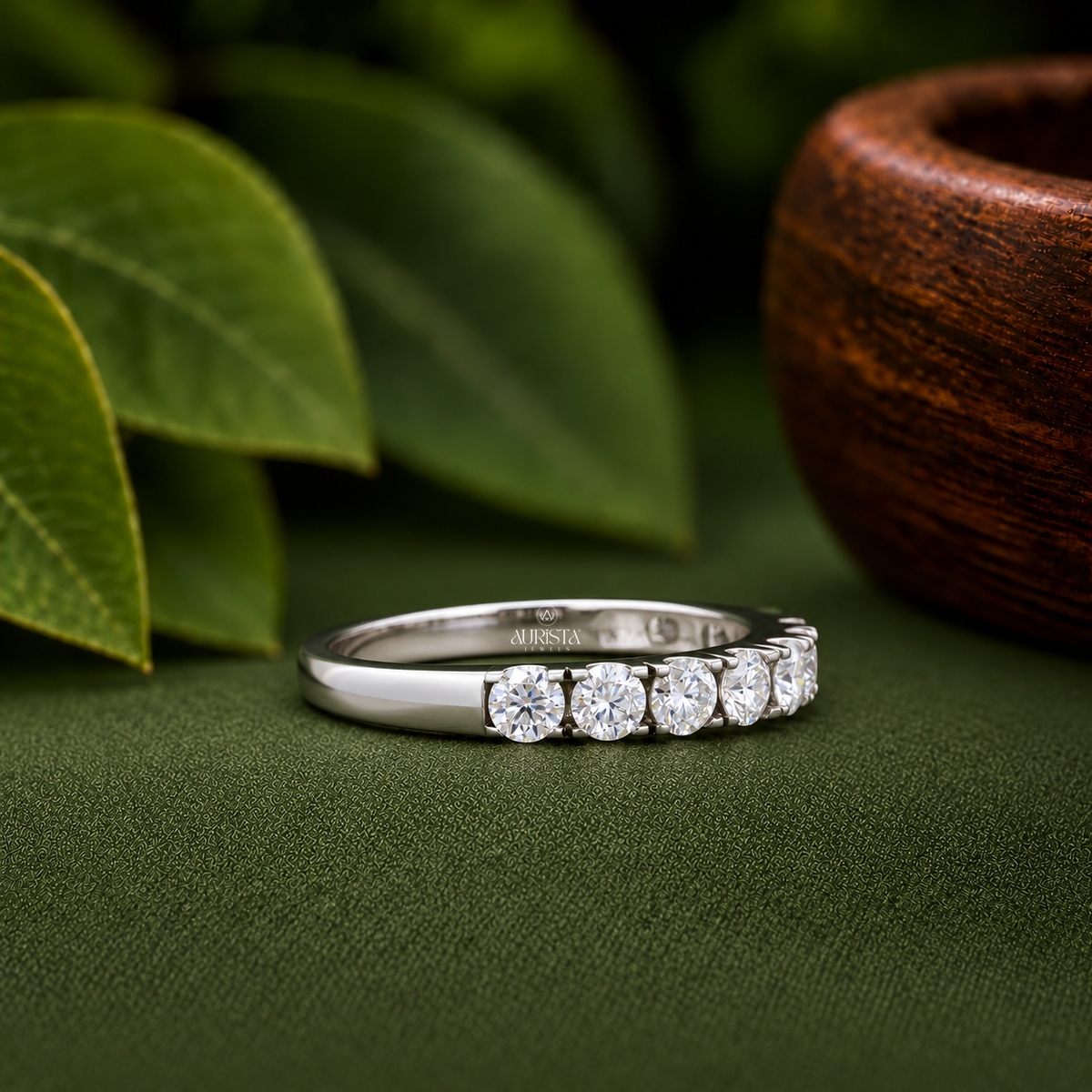 Round Cut Lab Grown Diamond Eternity Band, Stackable Wedding Ring in White Gold