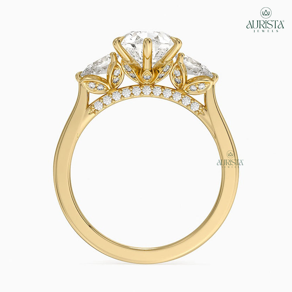 Promise Spark Yellow Gold Ring with Pear Diamond