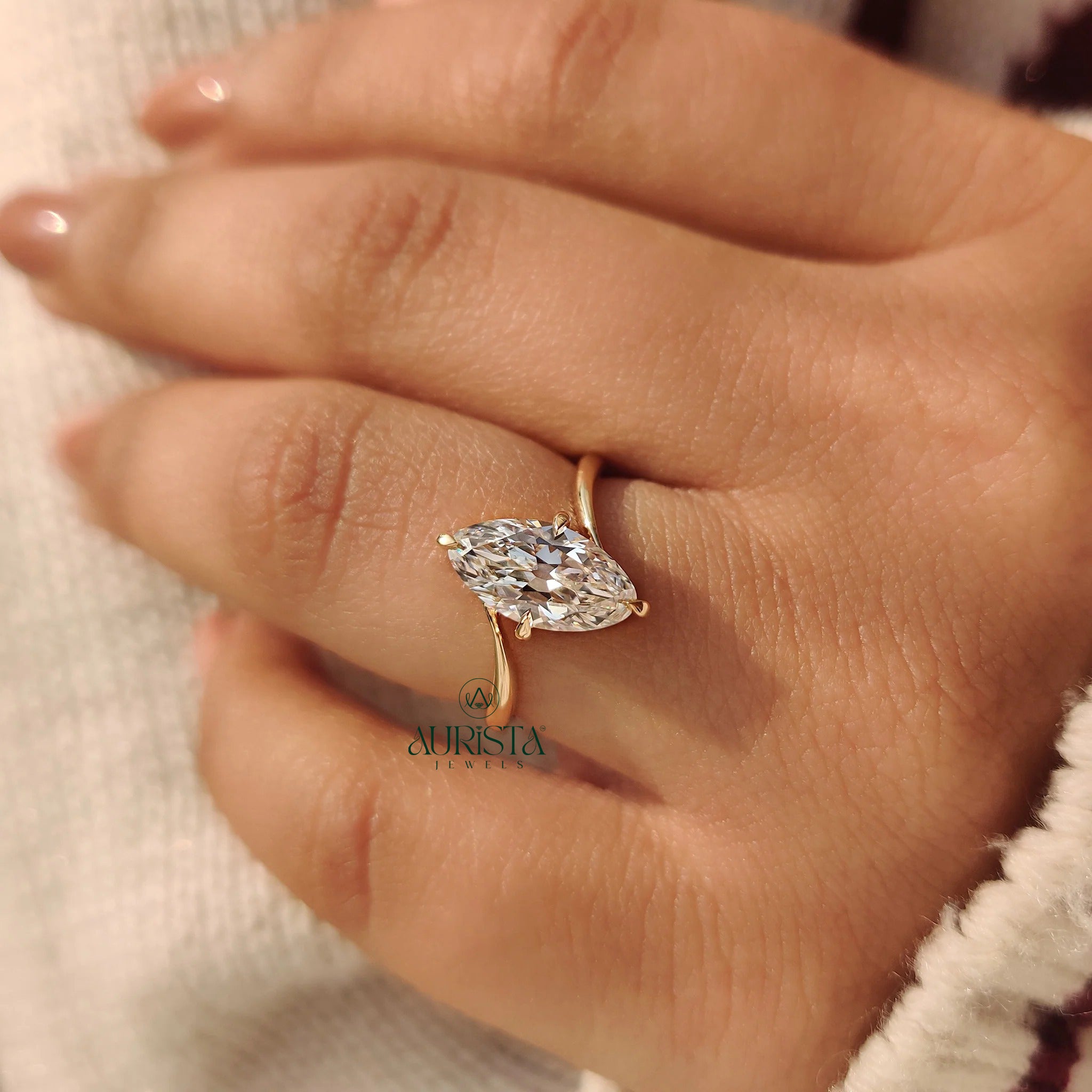 Marquise Diamond Solitaire Ring with Radiant Sparkle