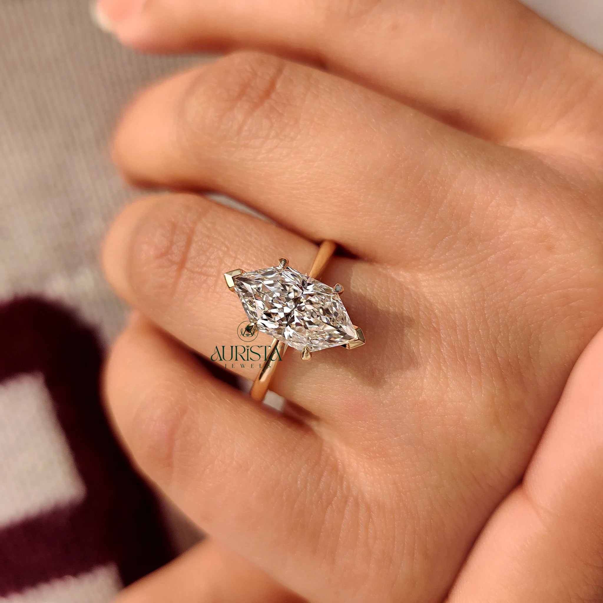 Lunavelle Marquise Cut Hidden Halo Solitaire Ring