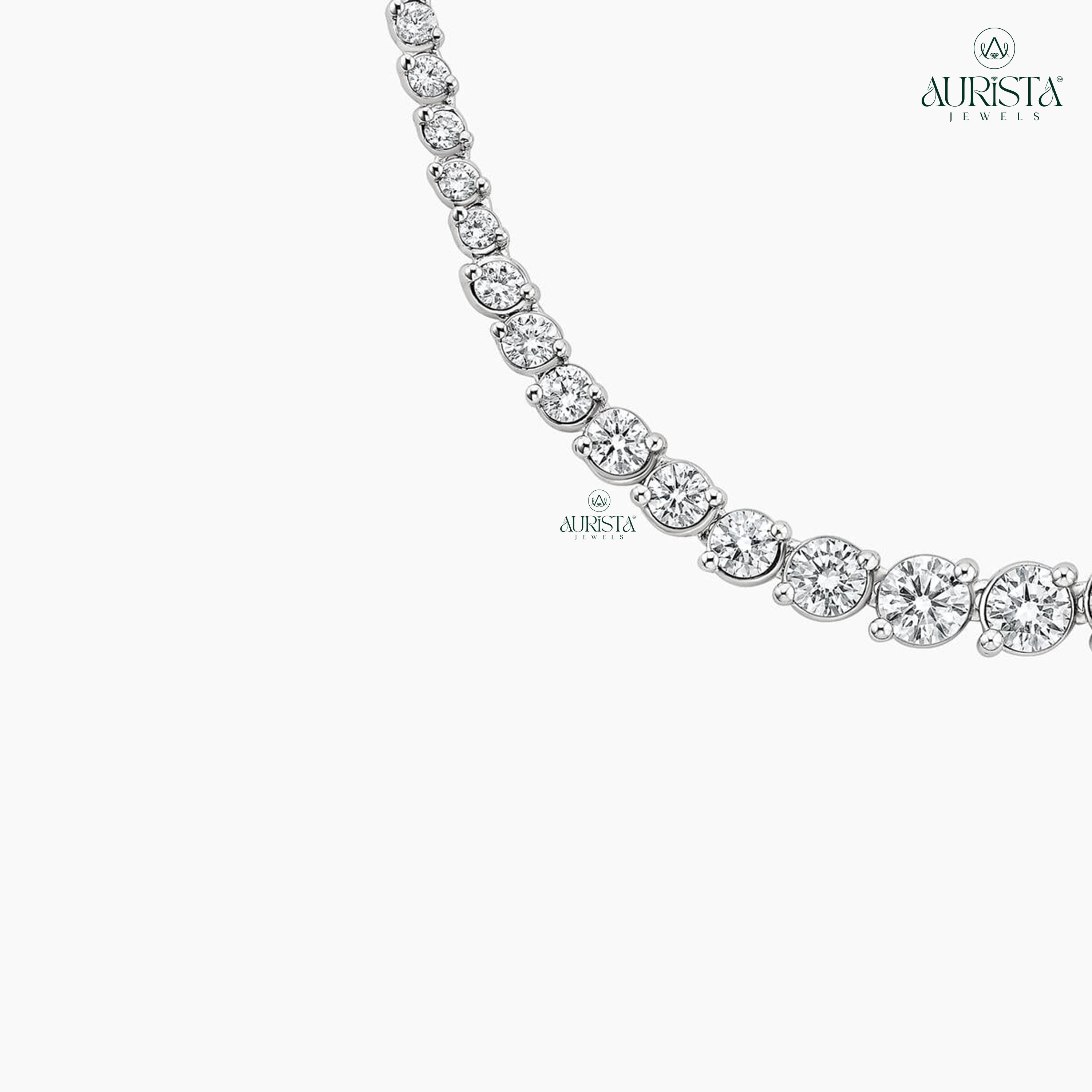 Classic Lab Grown Diamond Tennis Necklace White Gold Luxury Statement Jewelry