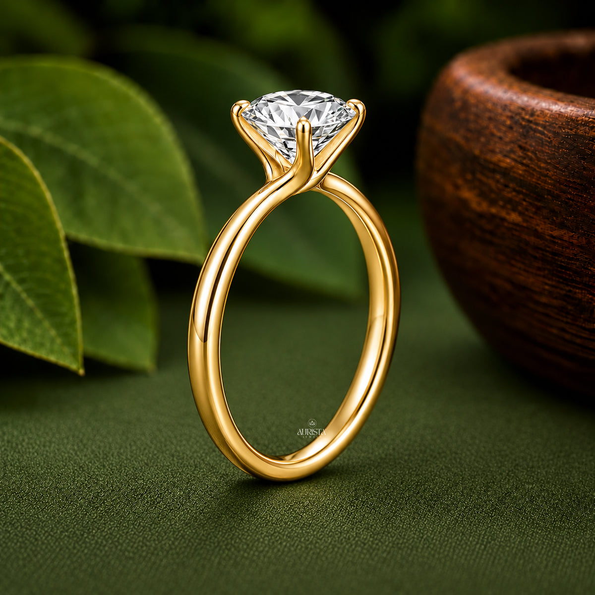 Round & Marquise Lab Grown Diamond V-Ring, Chevron Statement Wedding Band Ring Set