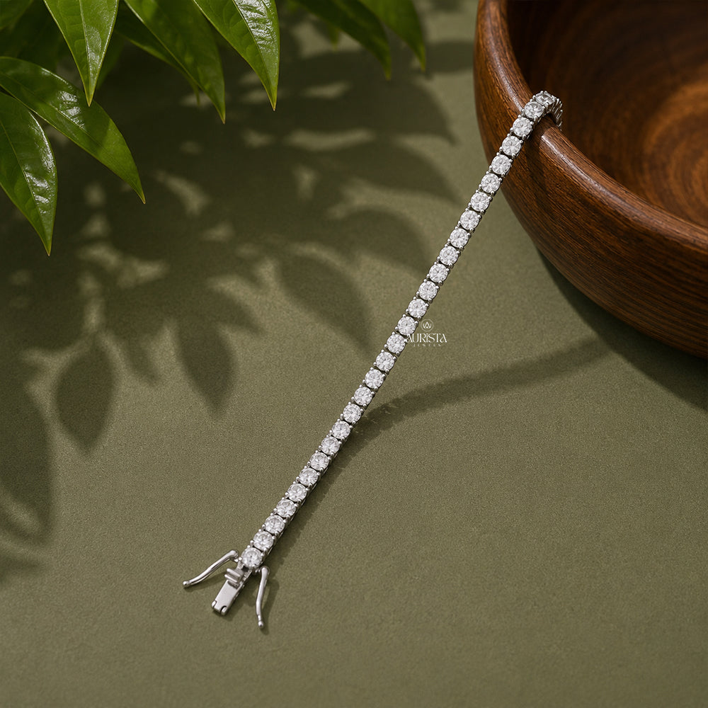 Moissanite Round Tennis Bracelet, Luxury Wedding Jewelry, Bridal Diamond Alternative