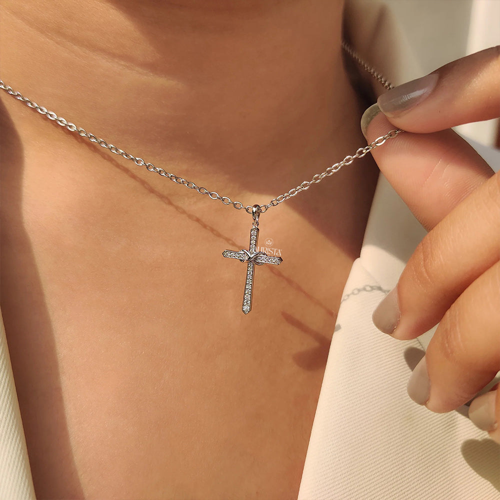 Radiant Grace Solitaire Pendant in White Gold