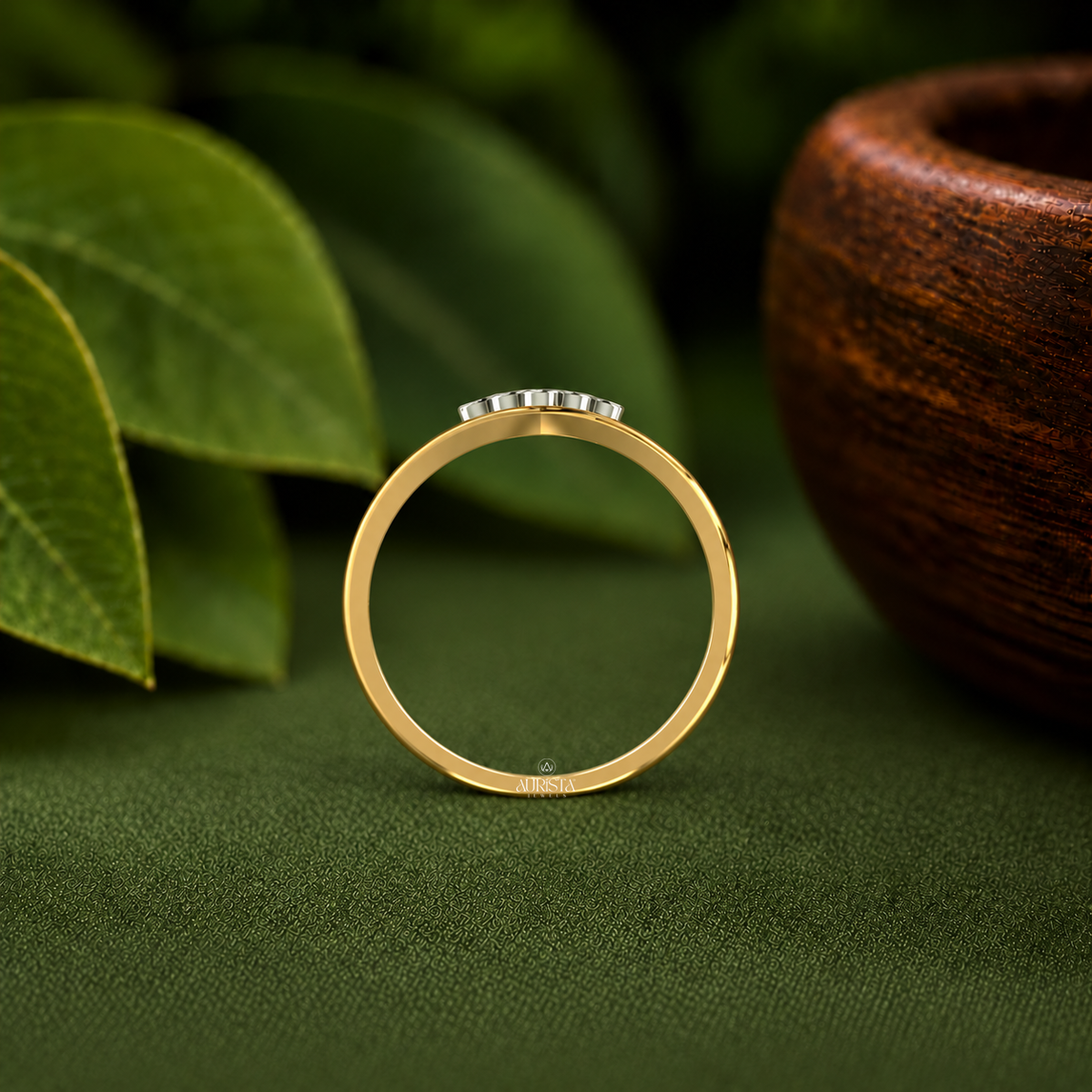 Geometric Bezel Cluster Ring Lab Grown in Diamond Luxury Gold Band