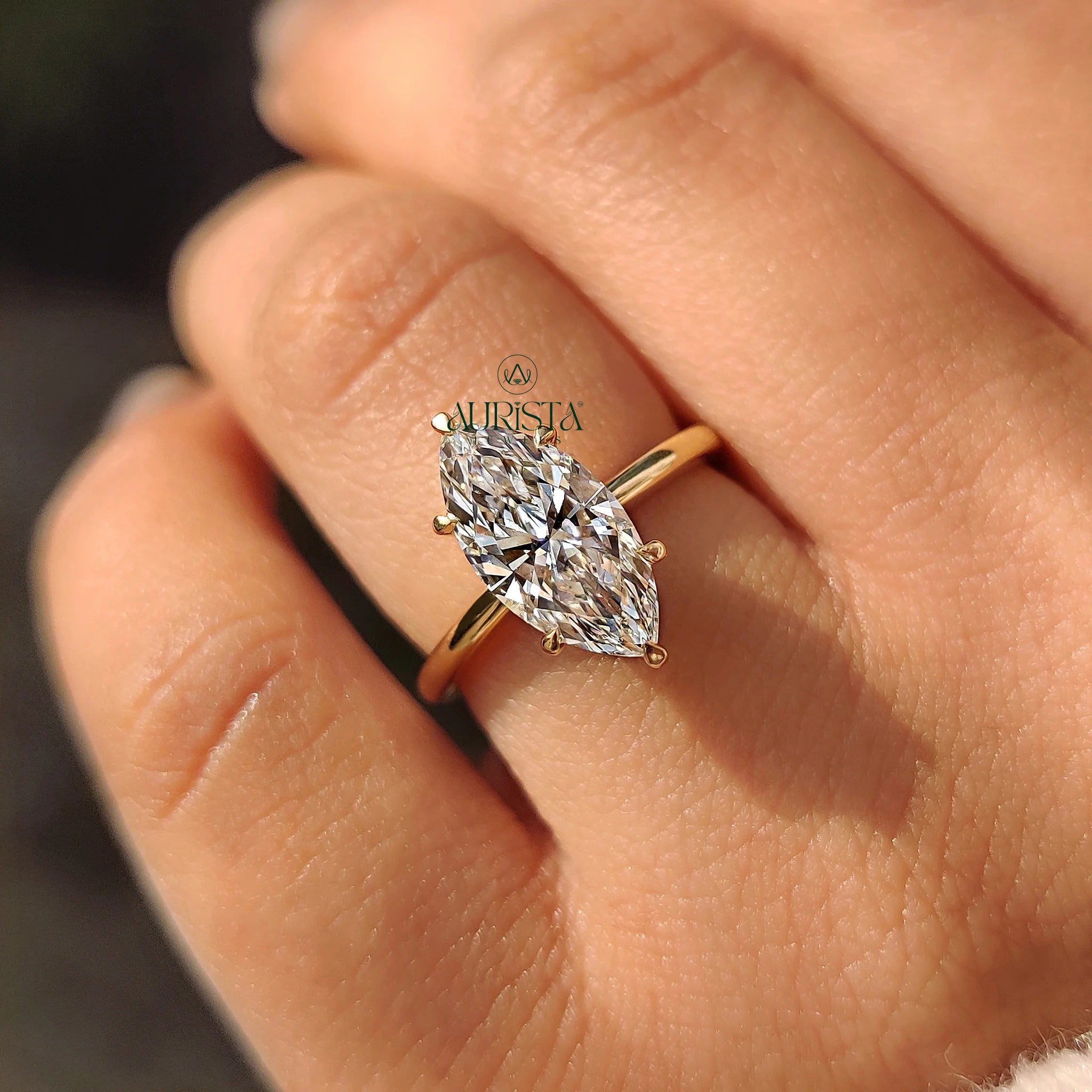 Modern Luxury Marquise Lab Grown Diamond Solitaire Ring