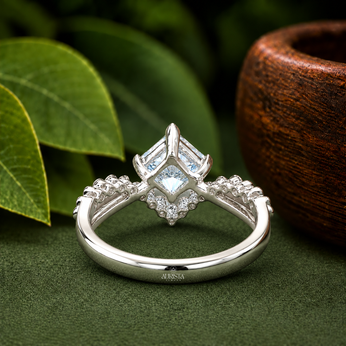 Split Shank Blue Diamond Engagement Ring Lab Grown in Diamond Luxury