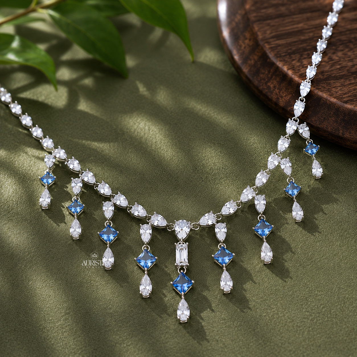 Pear Moissanite Necklace and Earring Set, Bridal Teardrop Statement Jewelry