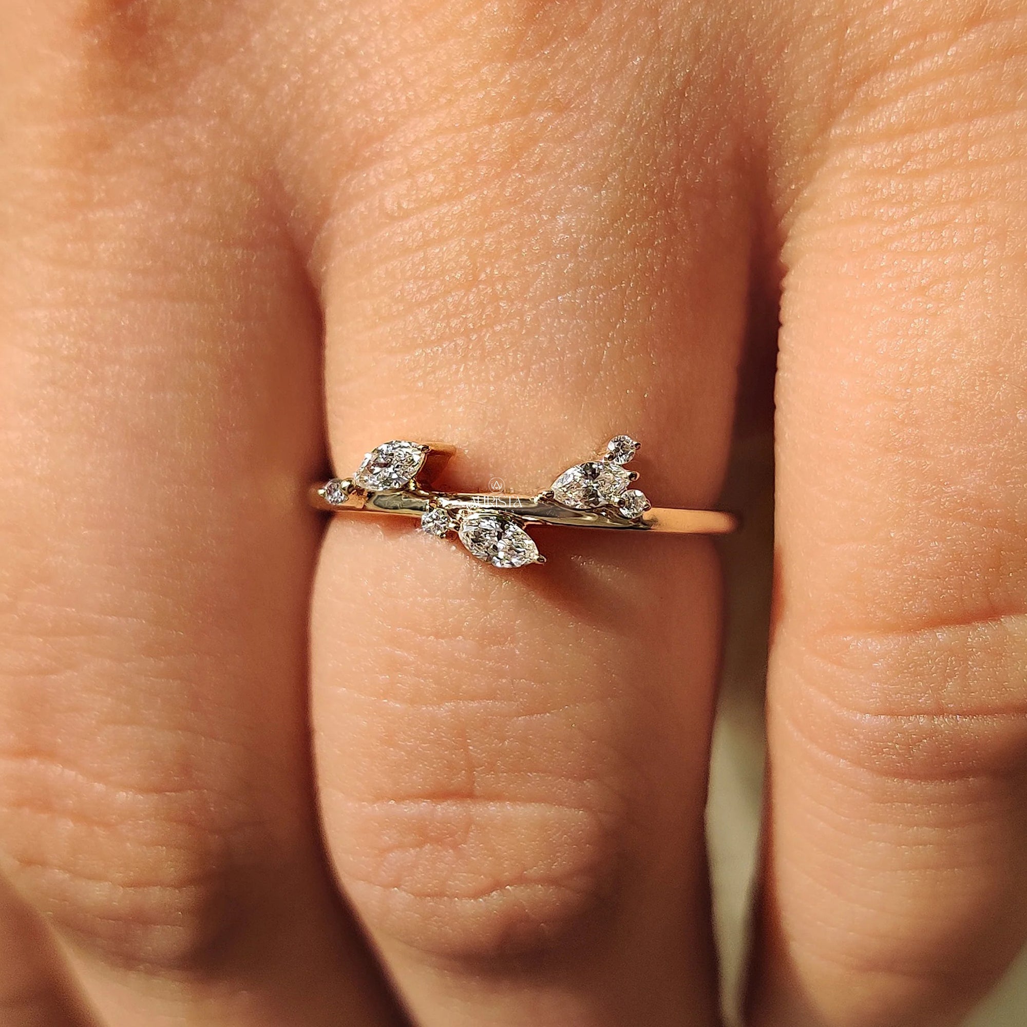 Delicate Diamond Leaf Diamond Ring