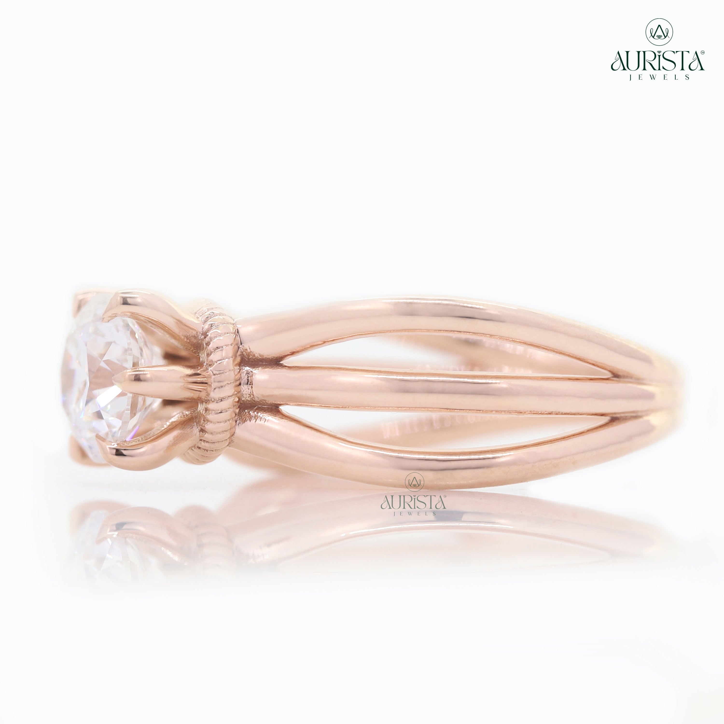 Forever Gleam – Rose Gold Band with Round Diamond