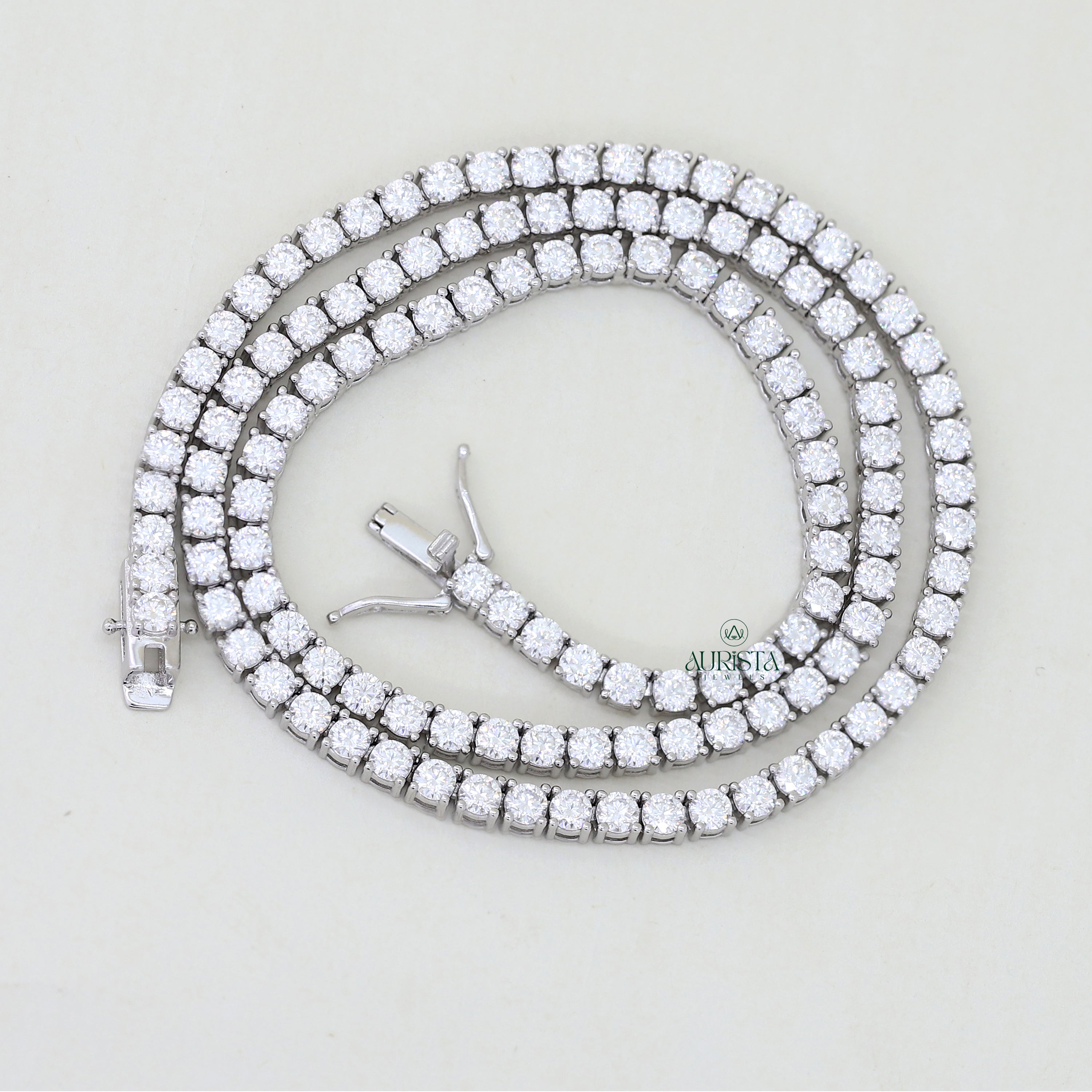 Whispers of Light – Moissanite Tennish Necklace with Round Diamonds