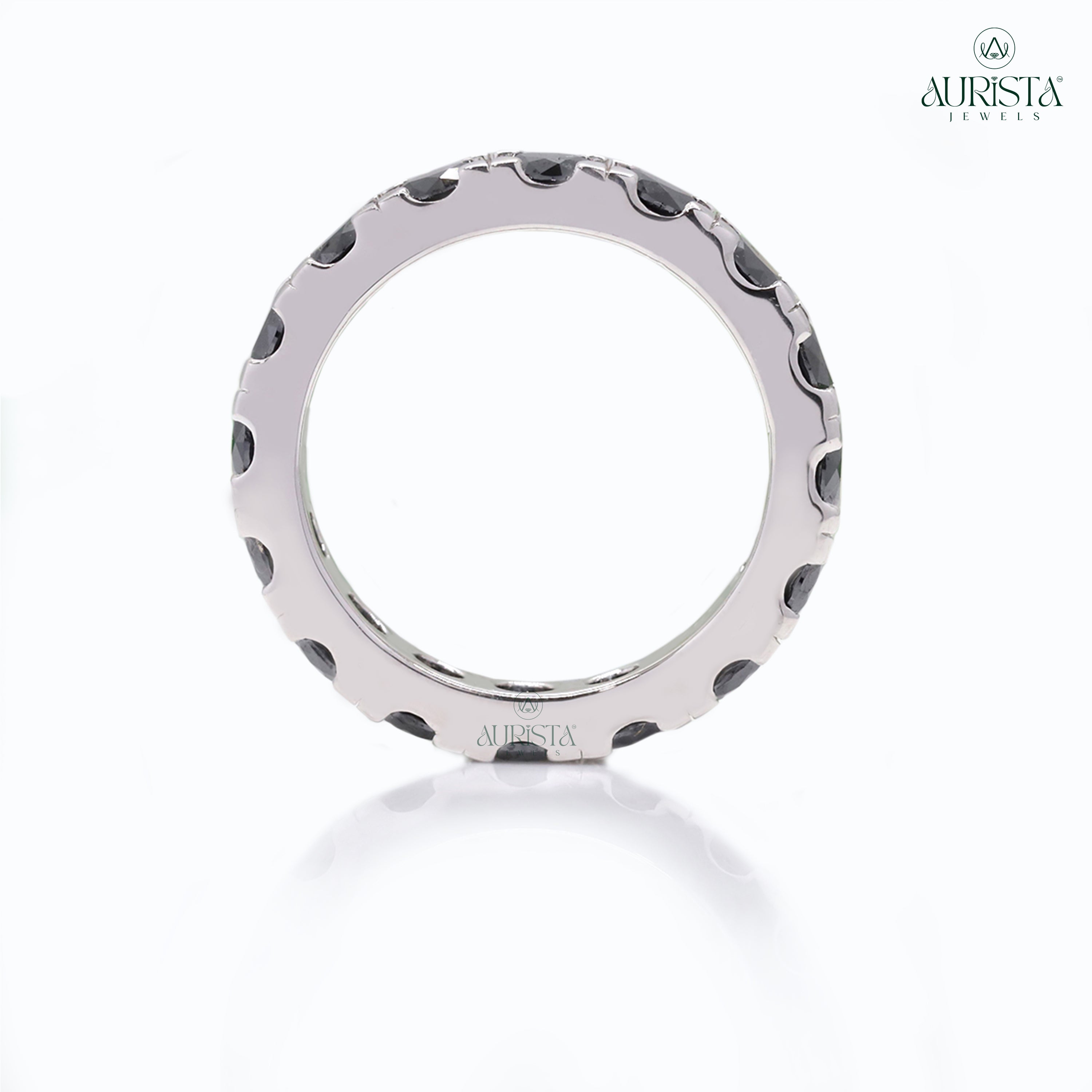 Ever After Shine- White Gold Band with Round Black Diamond