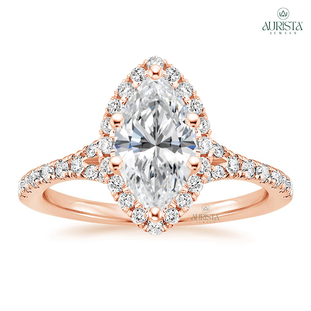 Forever Bound Rose Gold Ring with Marquise Diamond