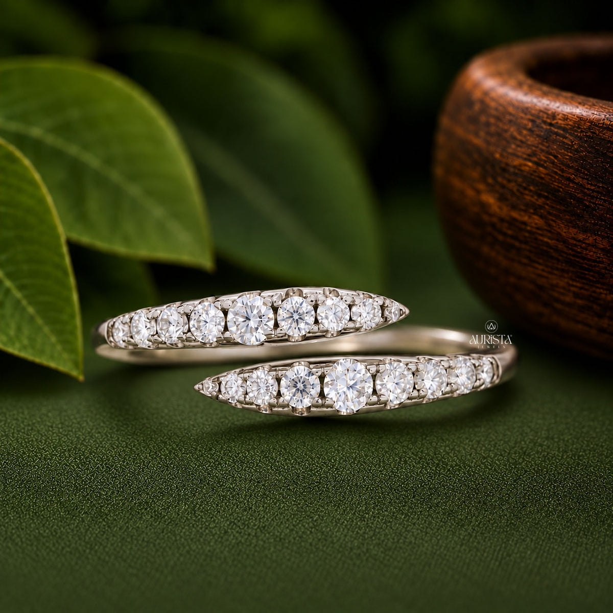 Round Cut Lab Grown Diamond Bypass Ring, Elegant Stacking Unique Ring