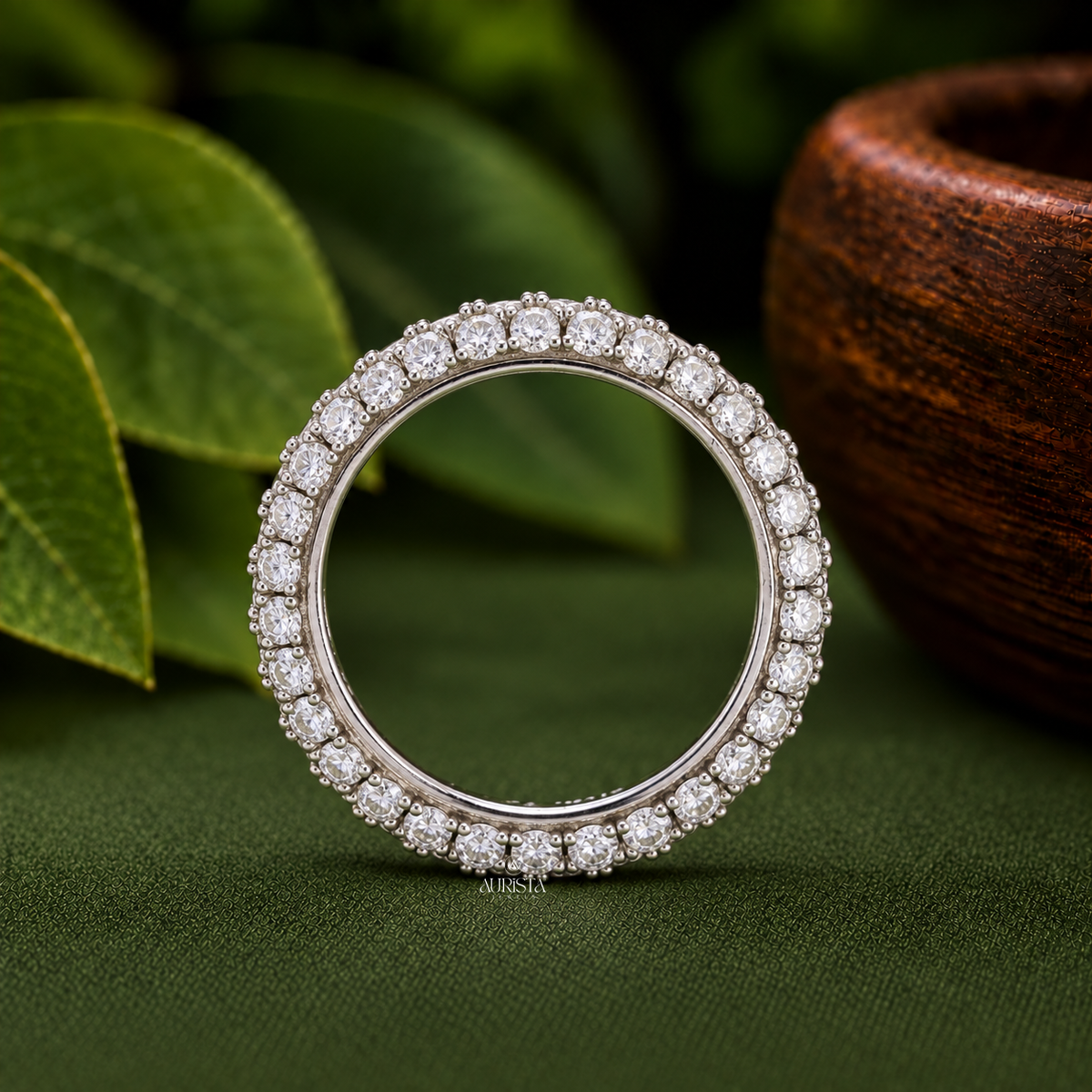 Multi-Row Lab Grown Diamond Band, Round Cut Eternity Stackable Wedding Ring