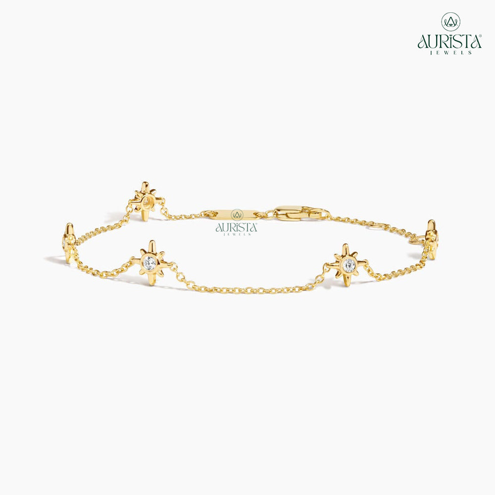 Circle of Grace Yellow Gold Bracelet with Round Diamonds