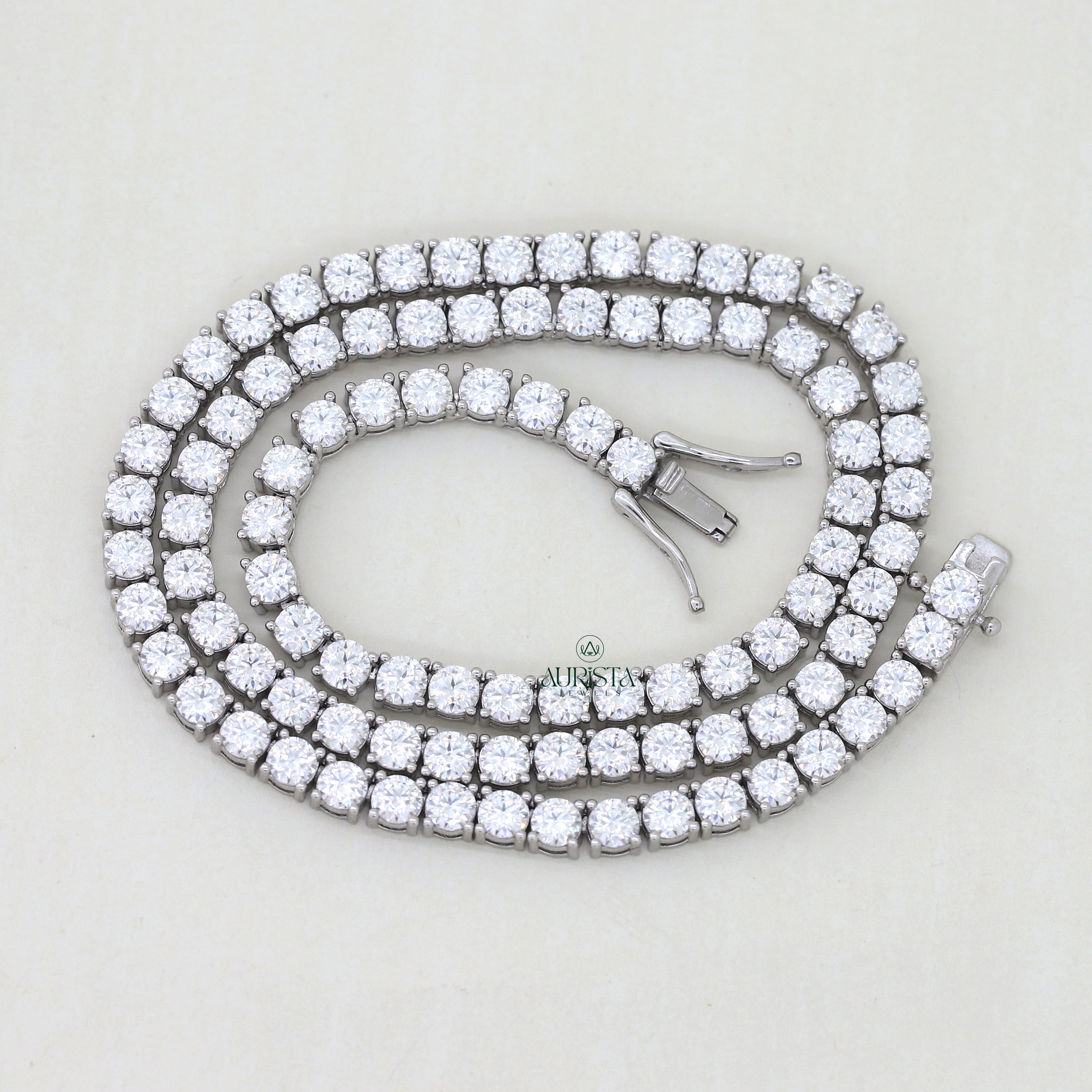 Whispers of Light – Moissanite Tennish Necklace with Round Diamonds