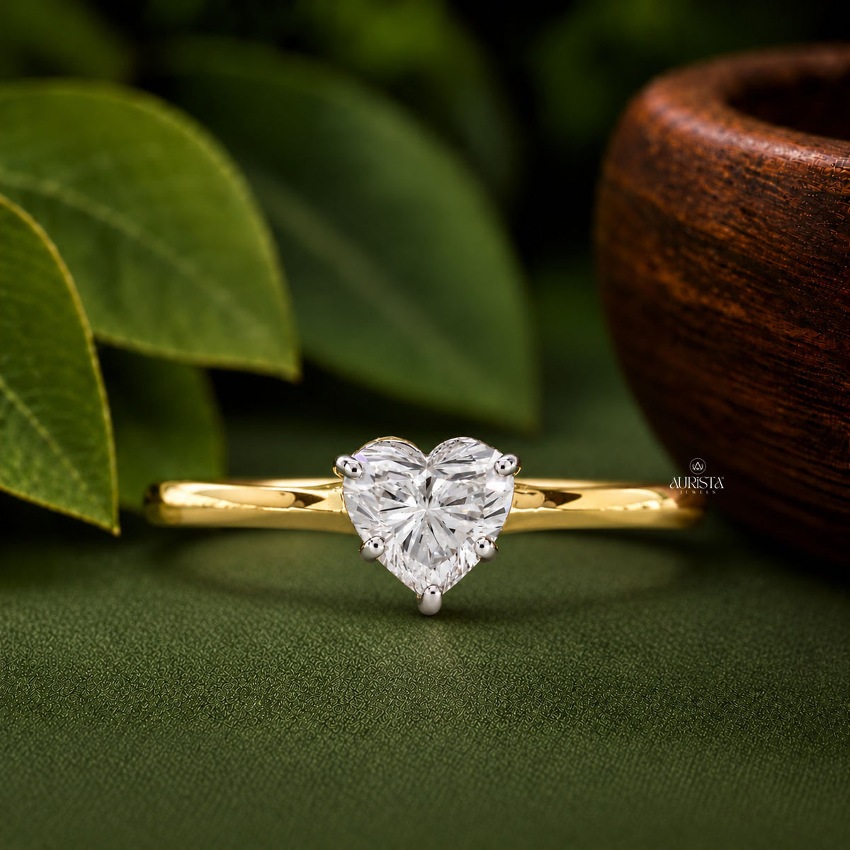 Heart Shape Lab Grown Diamond Ring, Minimalist Engagement Wedding Ring Solitaire