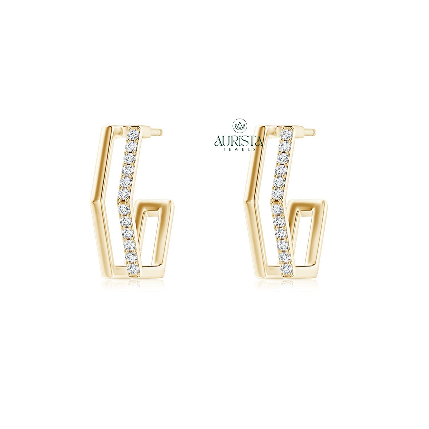 Trendy Earrings with Elegant Diamond