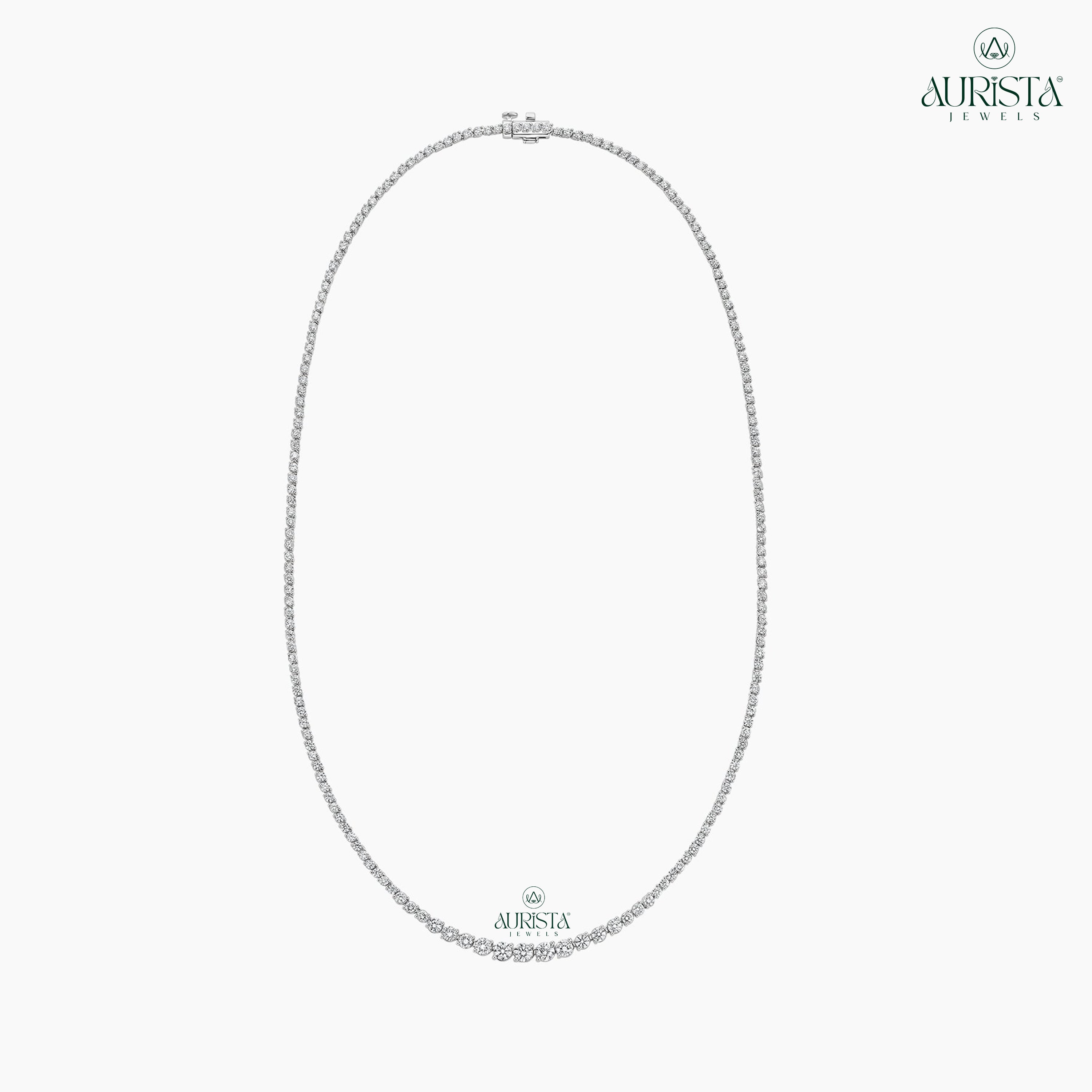 Classic Lab Grown Diamond Tennis Necklace White Gold Luxury Statement Jewelry