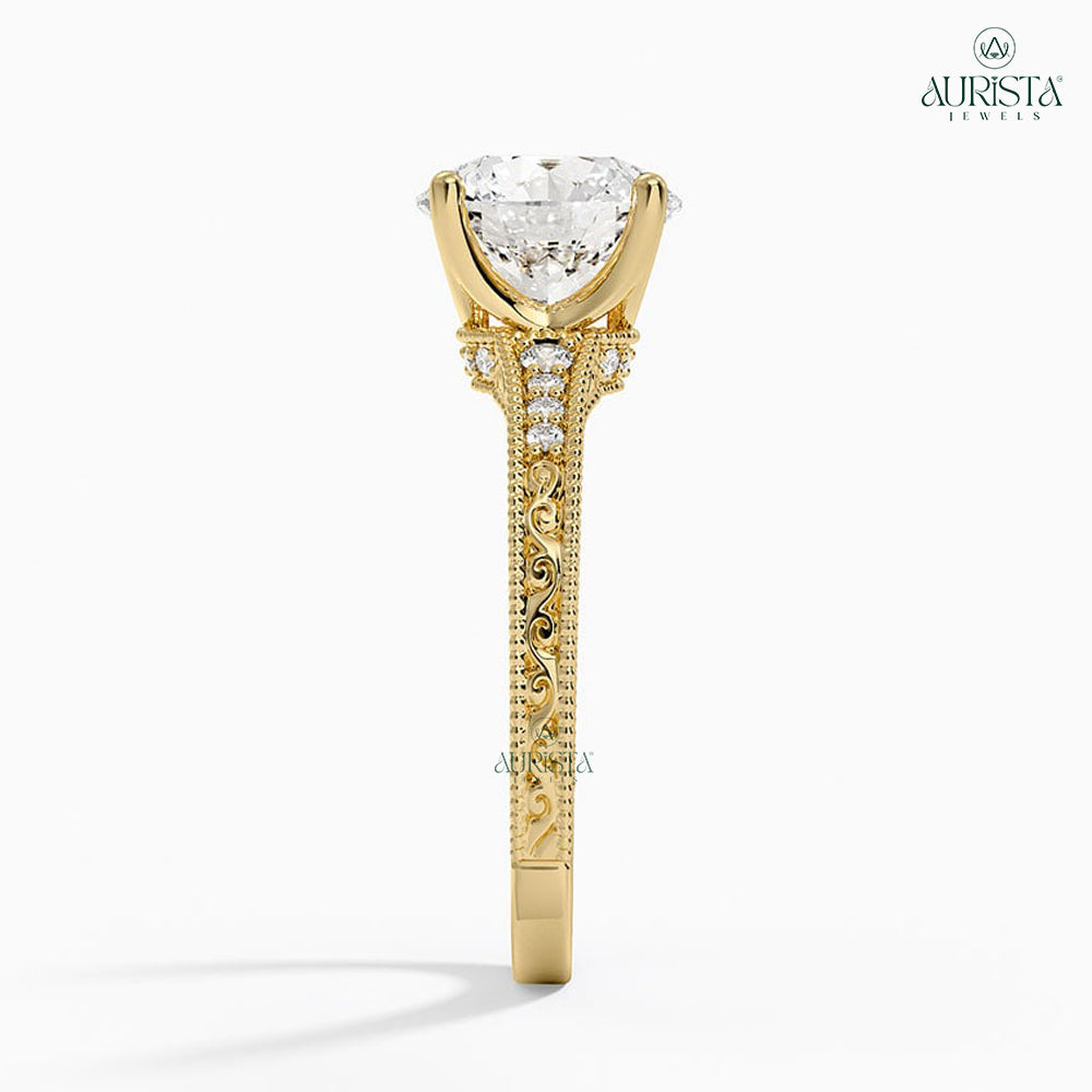 Forever Mine Yellow Gold Ring with Round Diamond