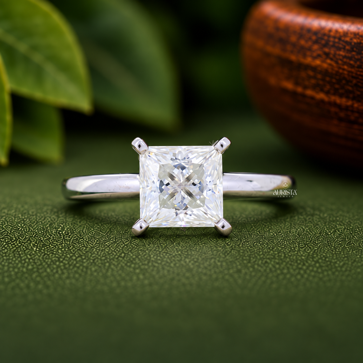 Princess Cut Lab Grown Diamond Engagement Ring,2.00 Carats, Minimalist Solitaire Wedding Ring