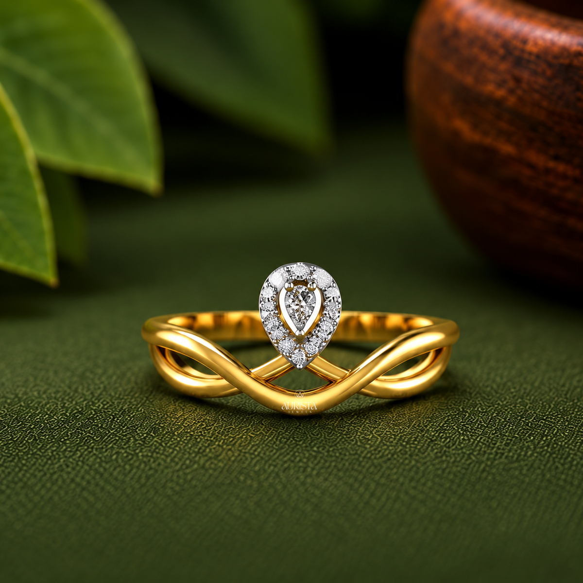 Infinity Band Halo Engagement Ring Lab Grown in Diamond